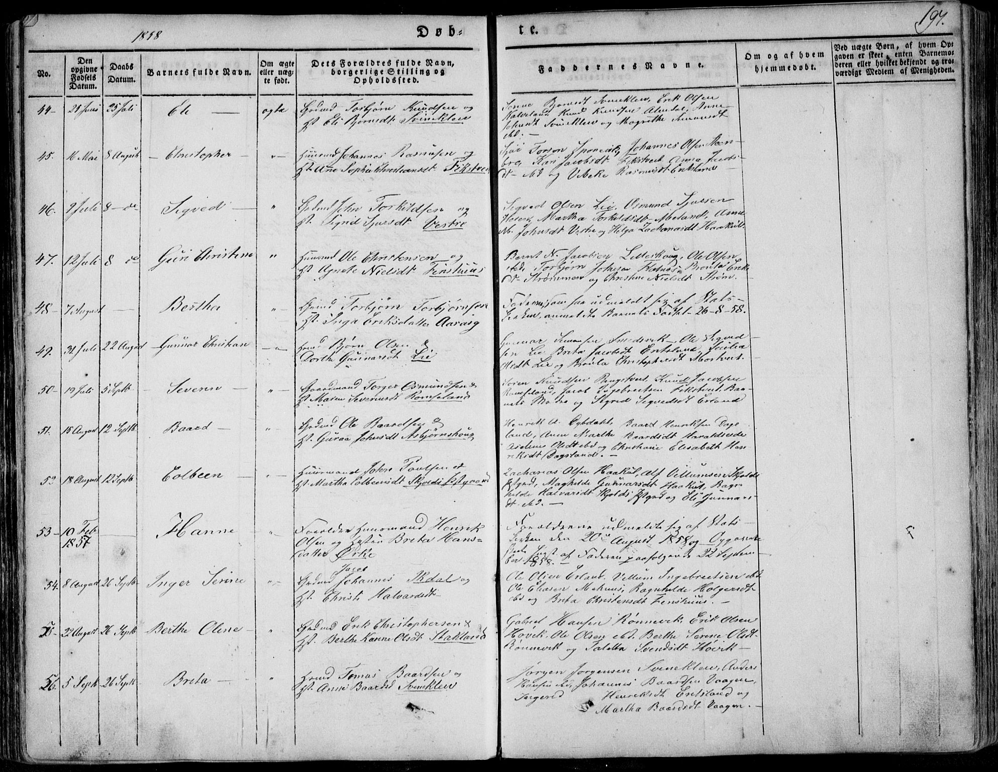 Skjold sokneprestkontor, AV/SAST-A-101847/H/Ha/Haa/L0006: Parish register (official) no. A 6.1, 1835-1858, p. 197