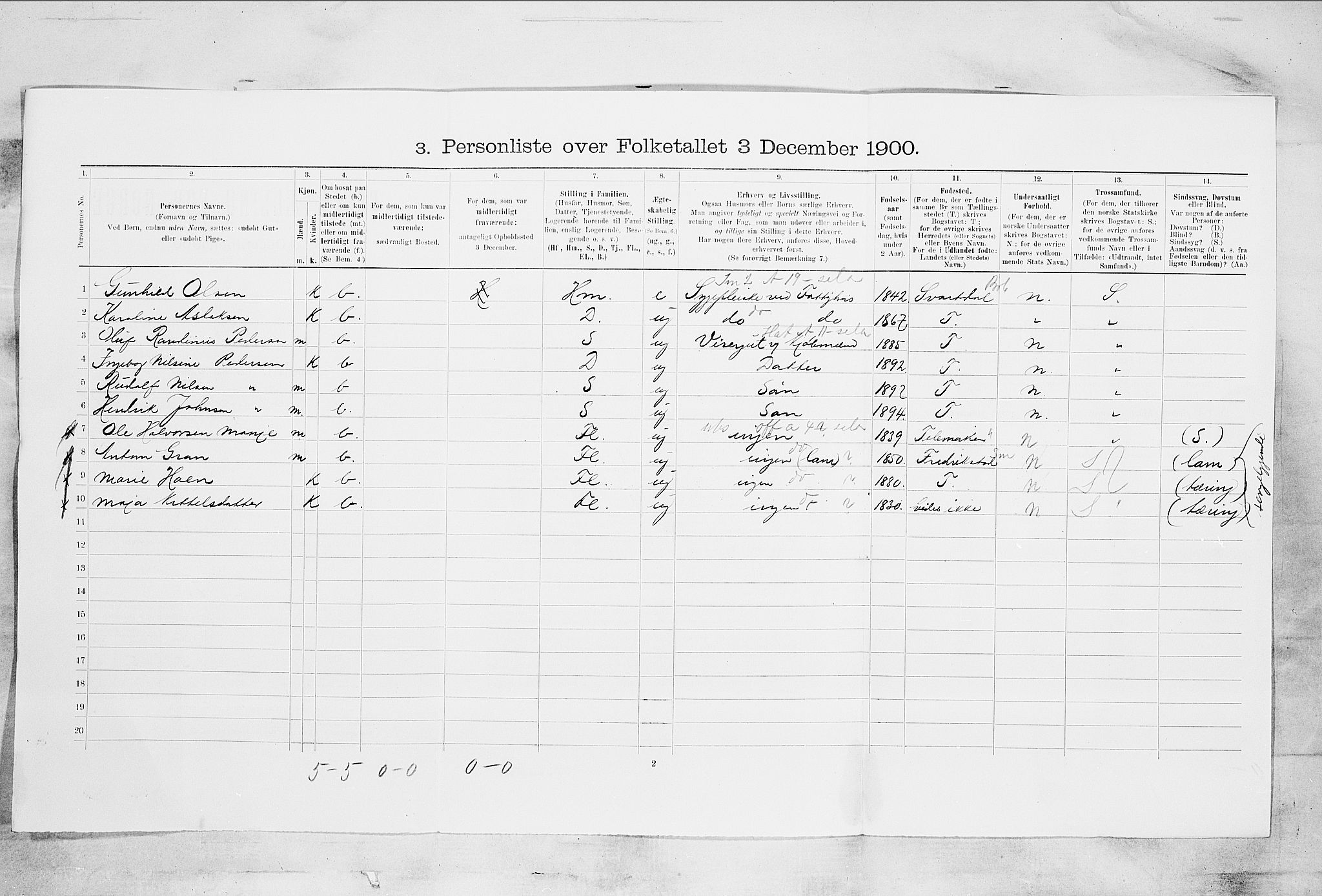 SAKO, 1900 census for Skien, 1900, p. 2100