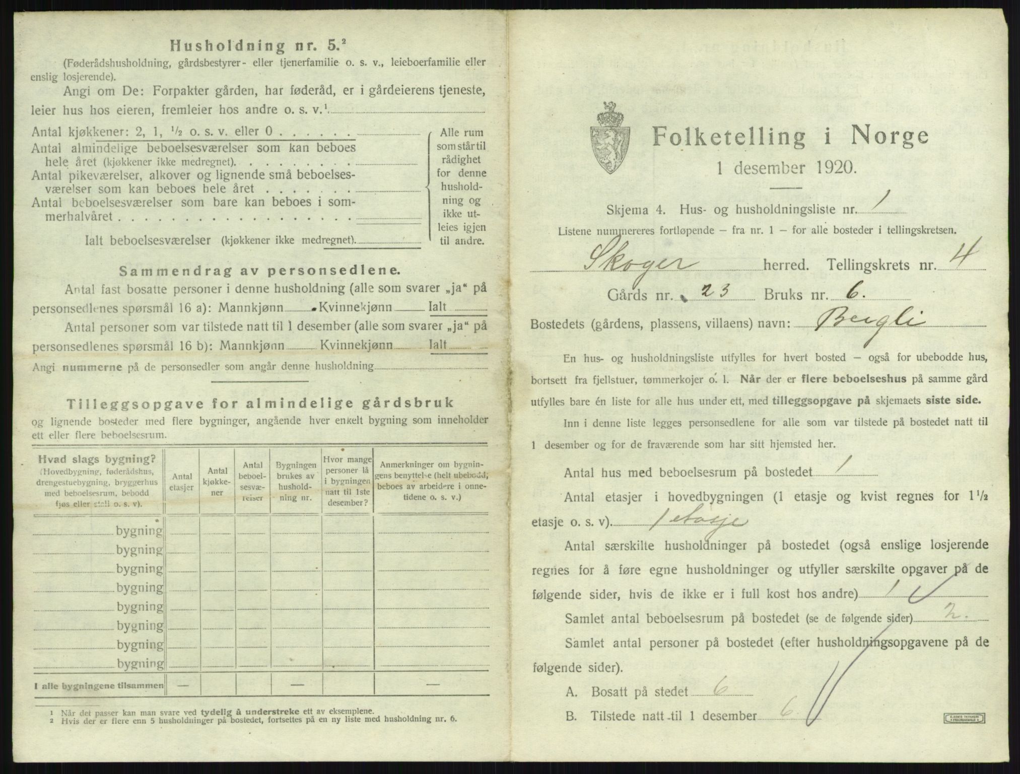 SAKO, 1920 census for Skoger, 1920, p. 882