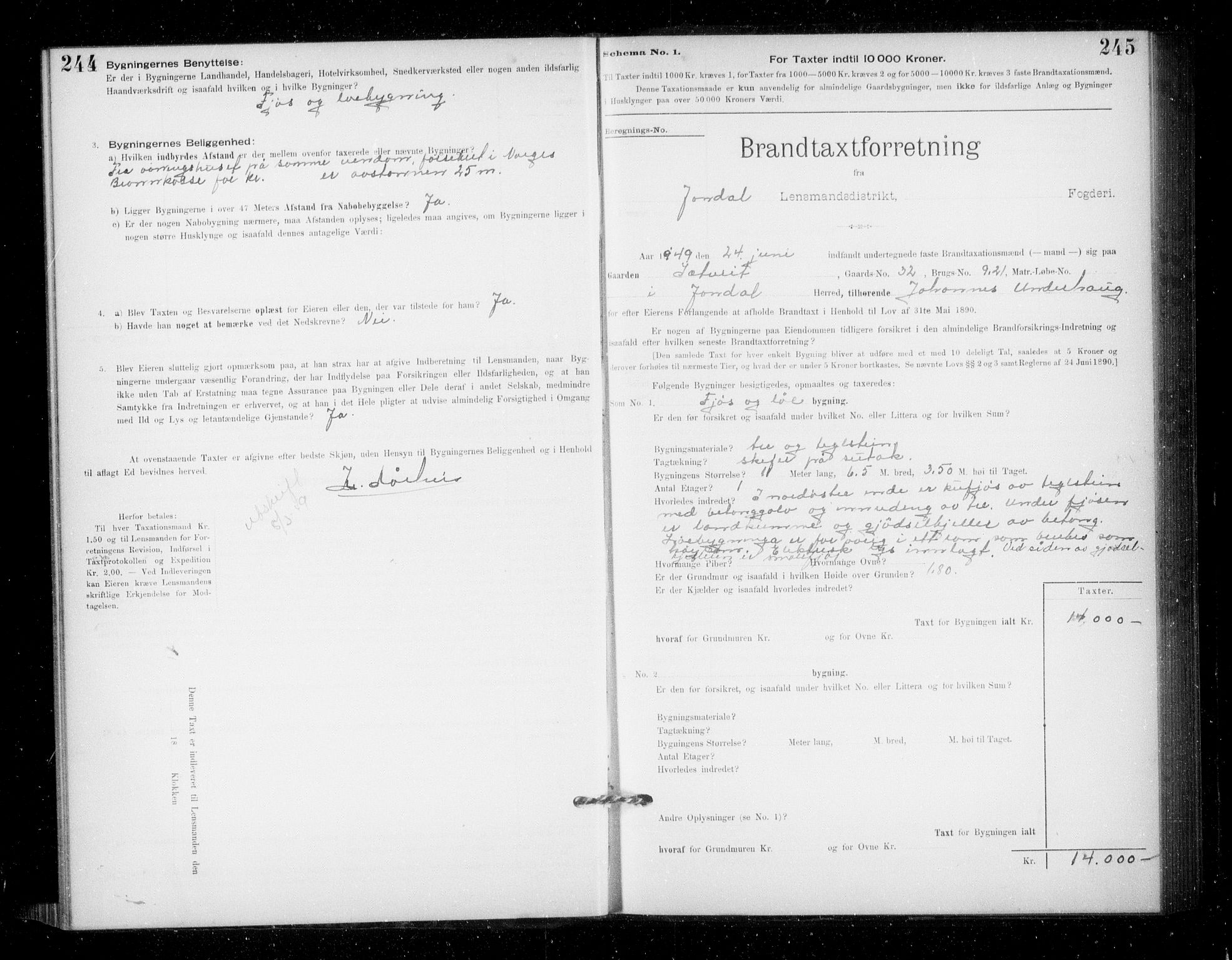 Lensmannen i Jondal, AV/SAB-A-33101/0012/L0005: Branntakstprotokoll, skjematakst, 1894-1951, p. 244-245