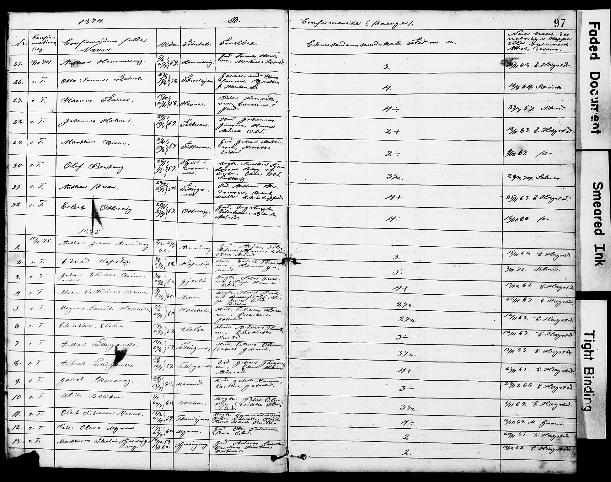 Ministerialprotokoller, klokkerbøker og fødselsregistre - Sør-Trøndelag, AV/SAT-A-1456/634/L0541: Parish register (copy) no. 634C03, 1874-1891, p. 97