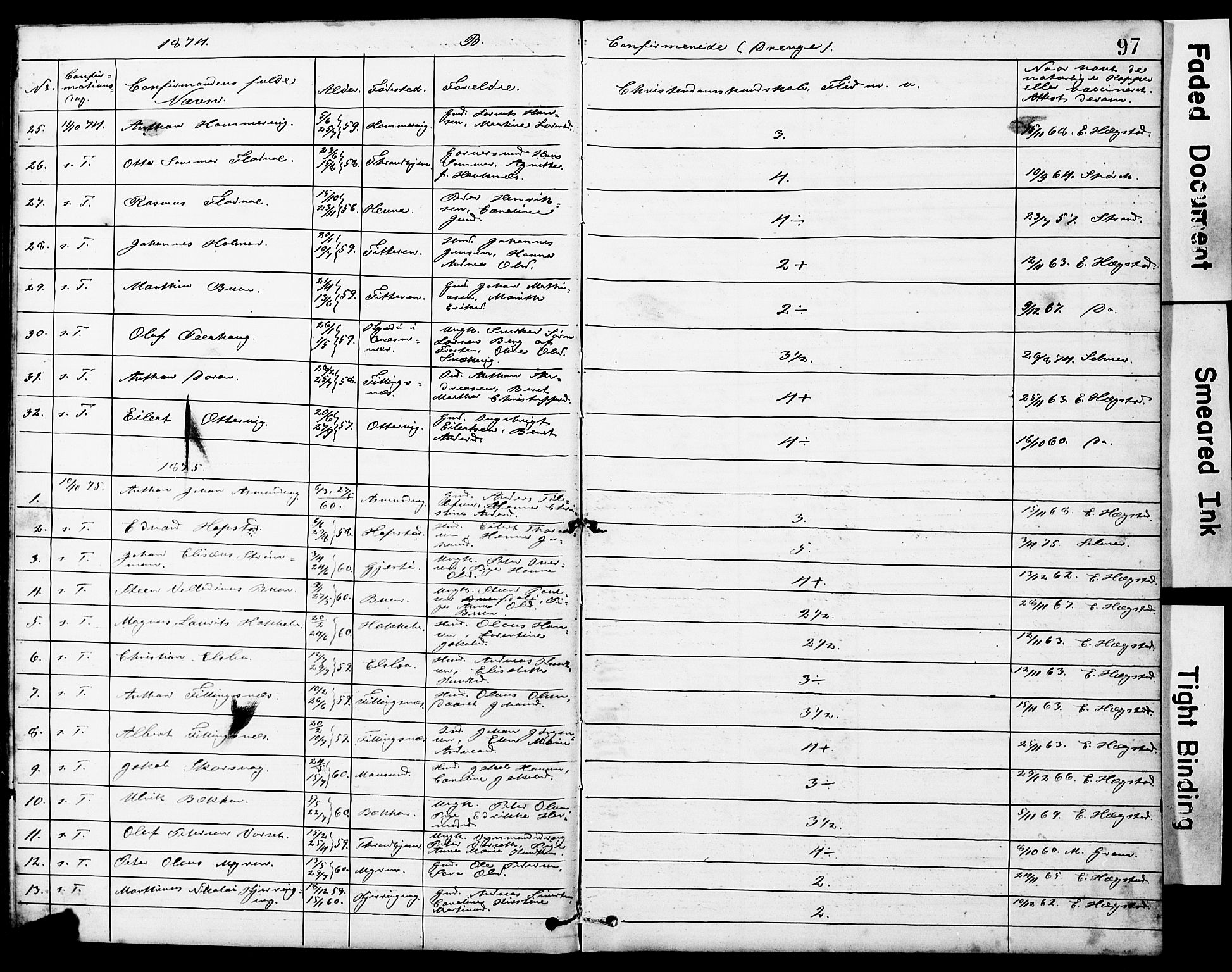 Ministerialprotokoller, klokkerbøker og fødselsregistre - Sør-Trøndelag, AV/SAT-A-1456/634/L0541: Parish register (copy) no. 634C03, 1874-1891, p. 97