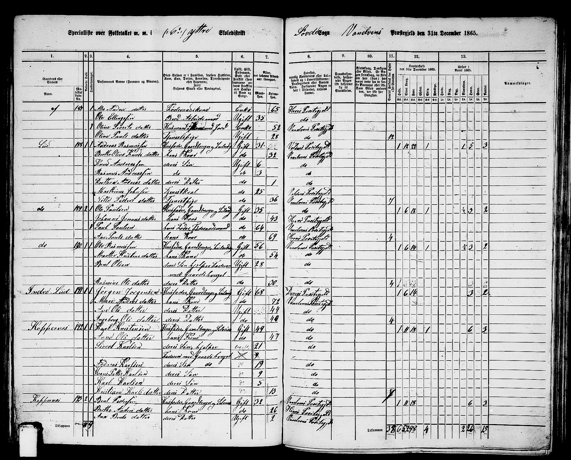 RA, 1865 census for Vanylven, 1865, p. 110