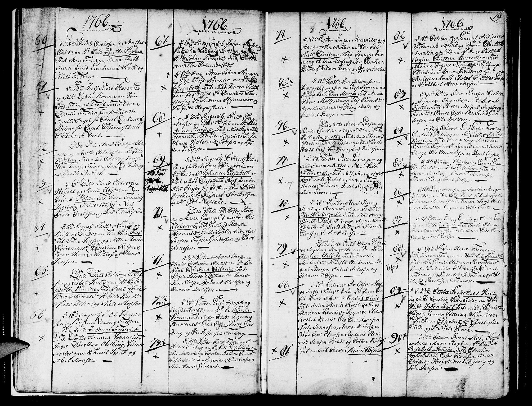 Nykirken Sokneprestembete, AV/SAB-A-77101/H/Haa/L0004: Parish register (official) no. A 4, 1765-1775, p. 18-19