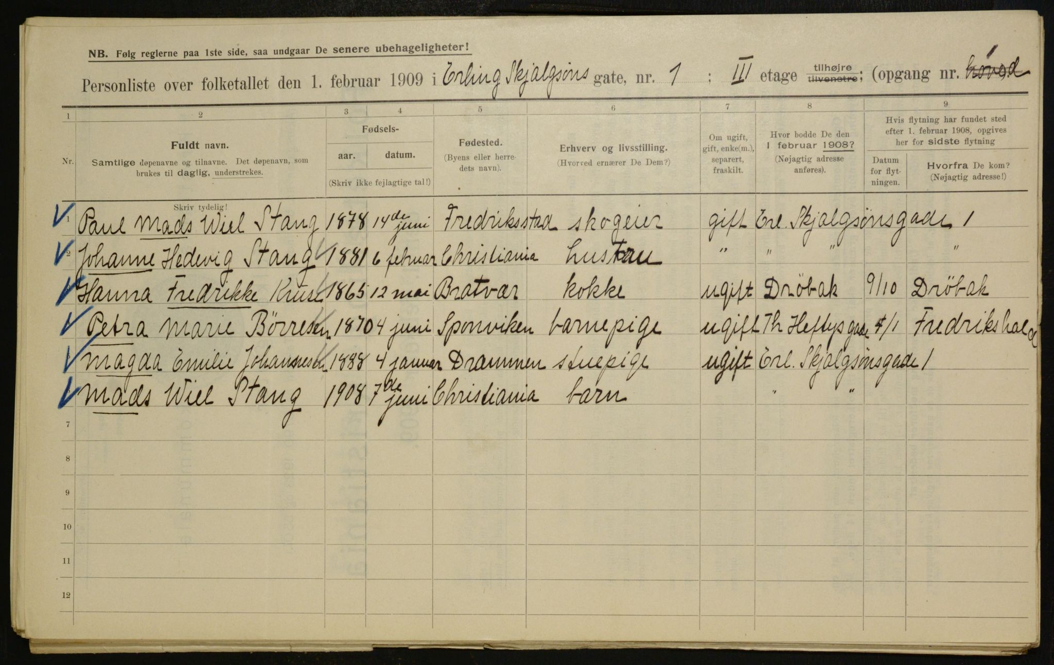 OBA, Municipal Census 1909 for Kristiania, 1909, p. 19870