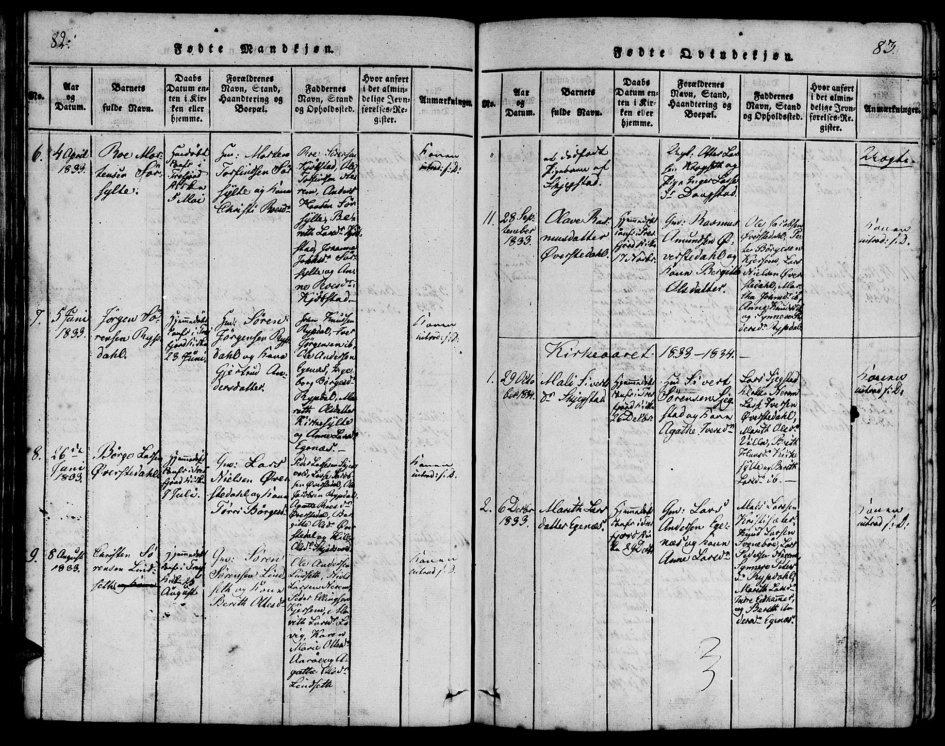 Ministerialprotokoller, klokkerbøker og fødselsregistre - Møre og Romsdal, AV/SAT-A-1454/541/L0544: Parish register (official) no. 541A01, 1818-1847, p. 82-83