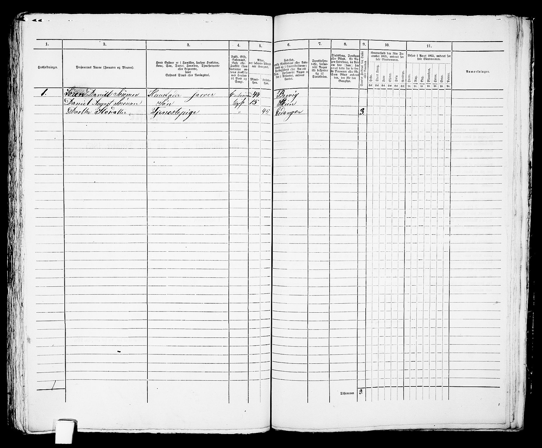 RA, 1865 census for Brevik, 1865, p. 684