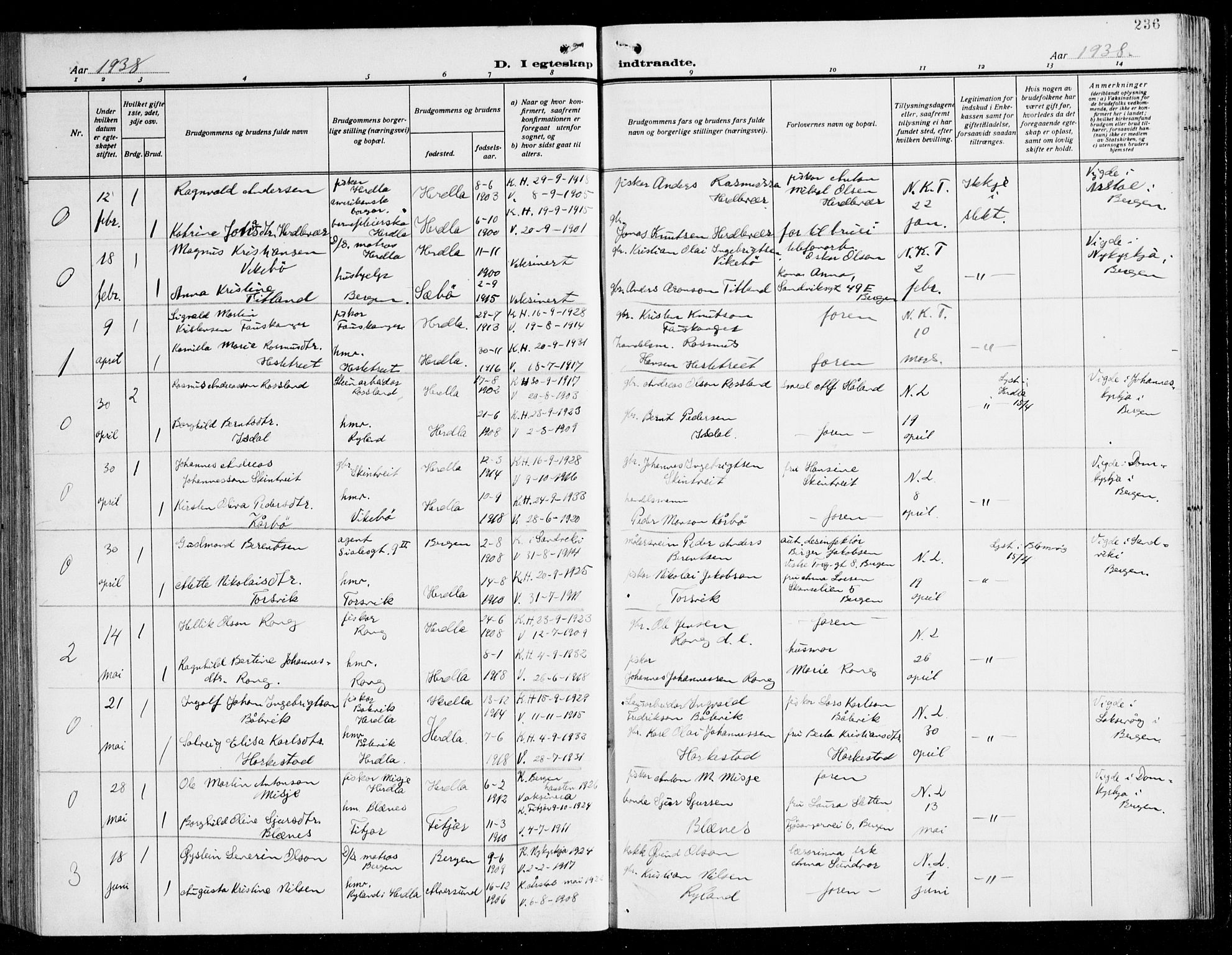 Herdla Sokneprestembete, AV/SAB-A-75701/H/Hab: Parish register (copy) no. C 3, 1926-1940, p. 236