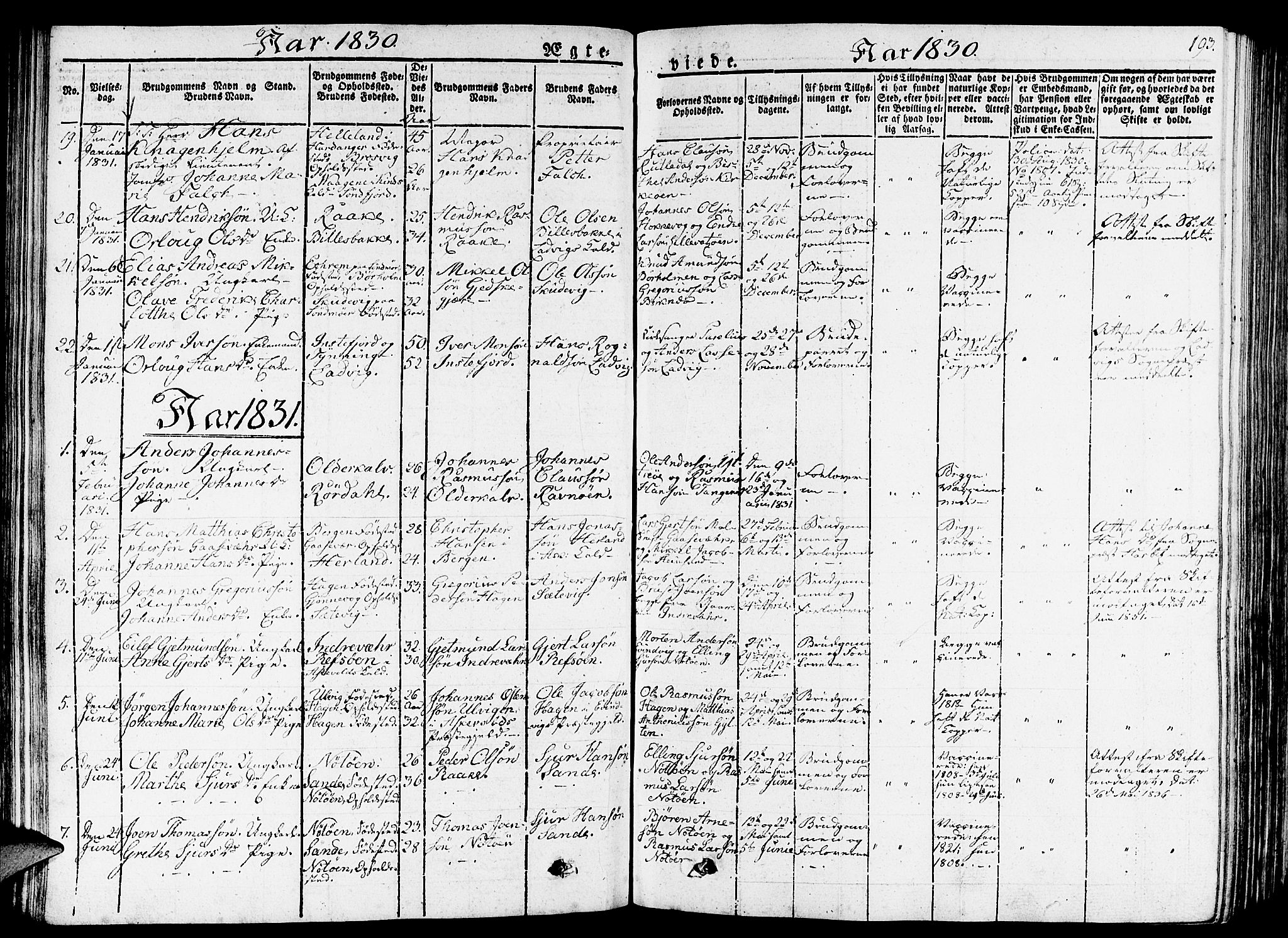 Gulen sokneprestembete, SAB/A-80201/H/Haa/Haaa/L0019: Parish register (official) no. A 19, 1826-1836, p. 193