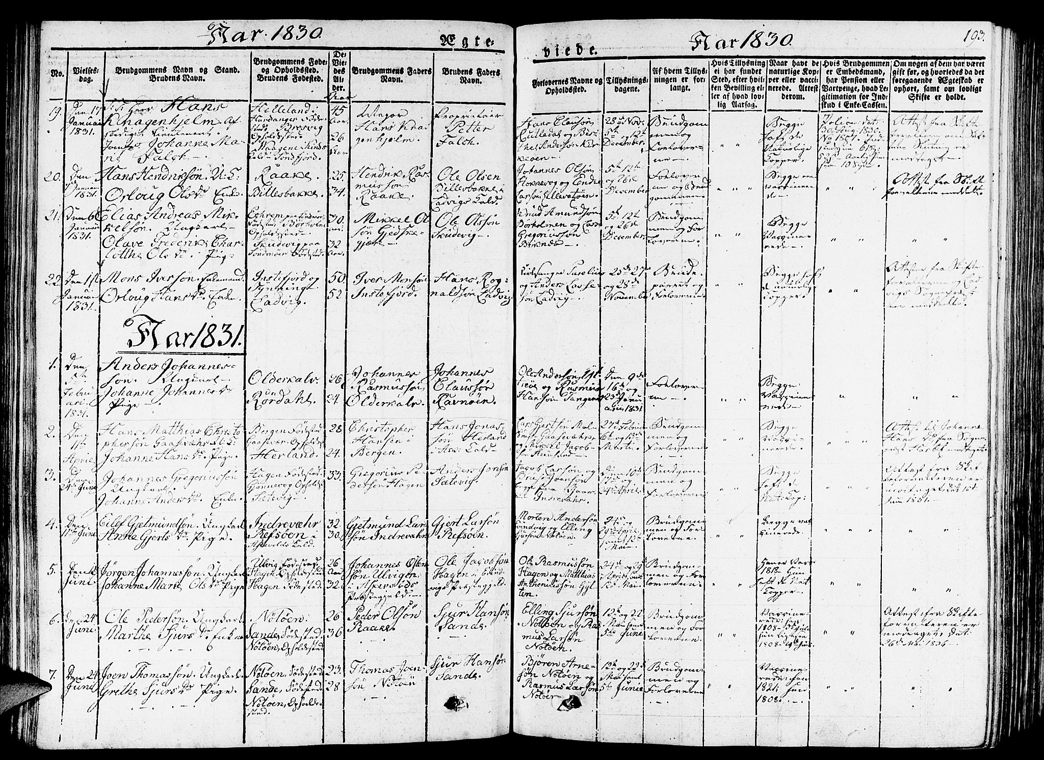 Gulen sokneprestembete, AV/SAB-A-80201/H/Haa/Haaa/L0019: Parish register (official) no. A 19, 1826-1836, p. 193