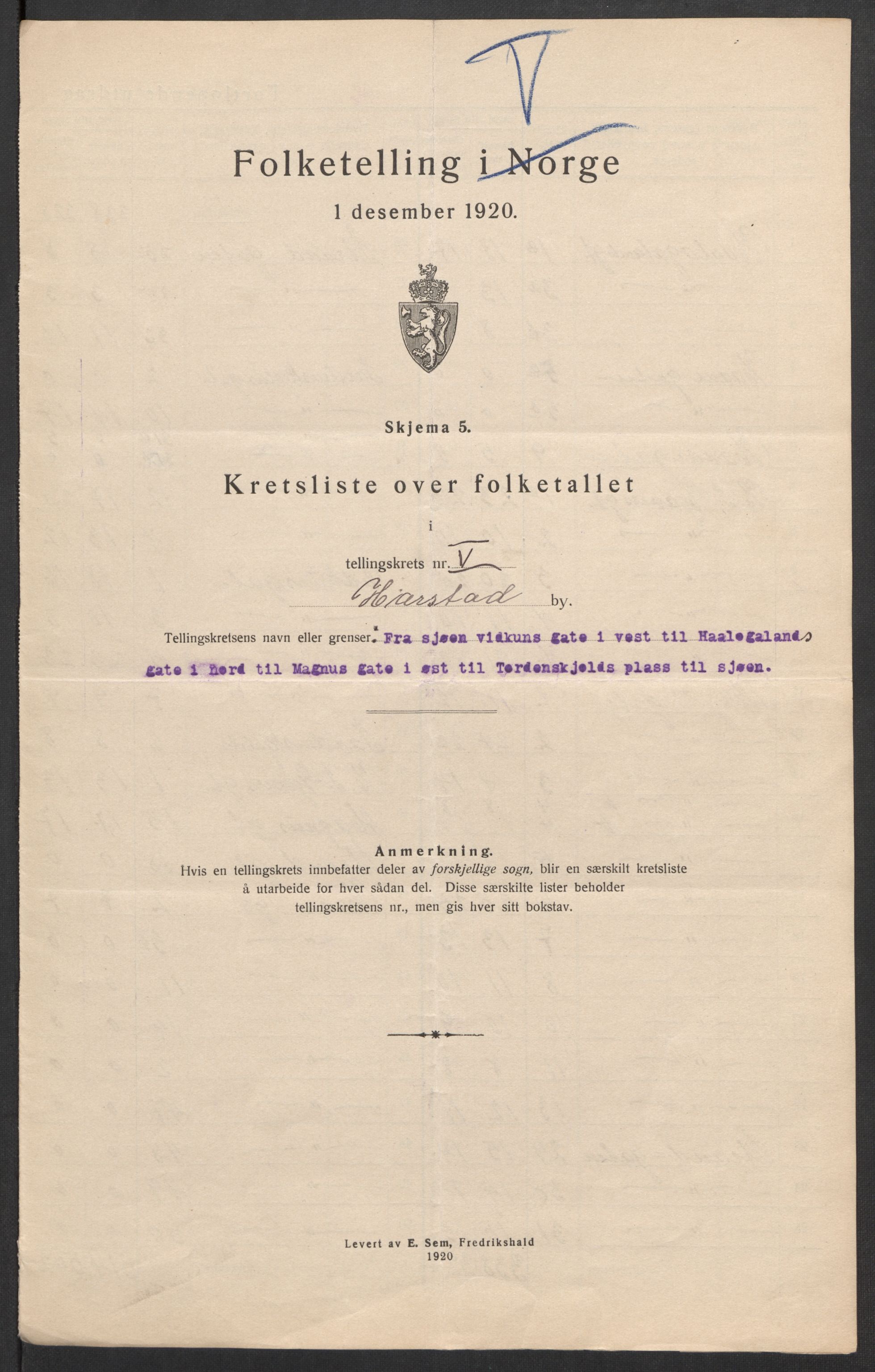 SATØ, 1920 census for Harstad, 1920, p. 19