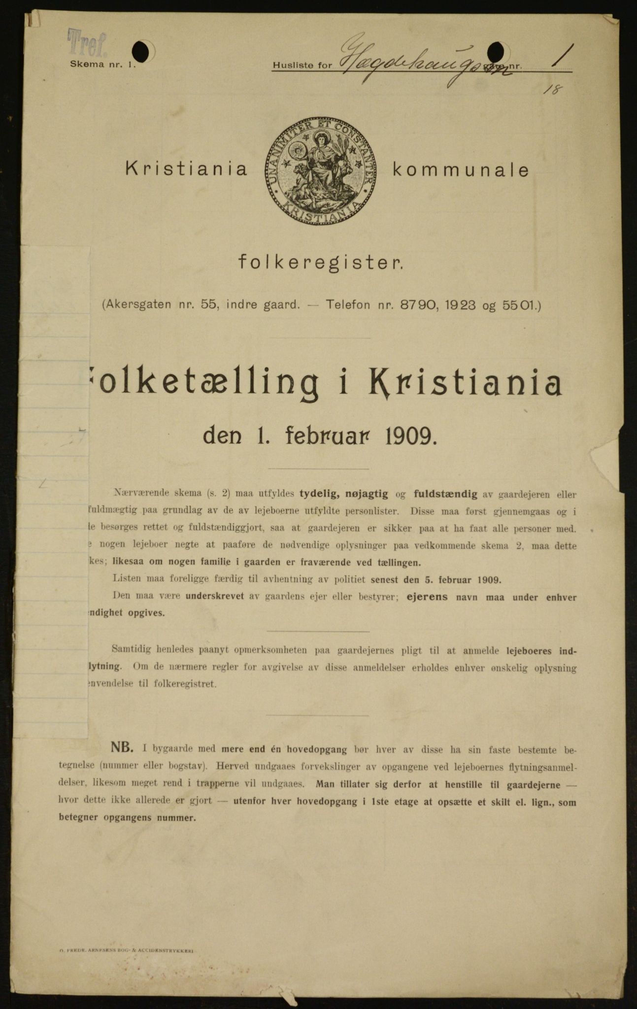 OBA, Municipal Census 1909 for Kristiania, 1909, p. 32559