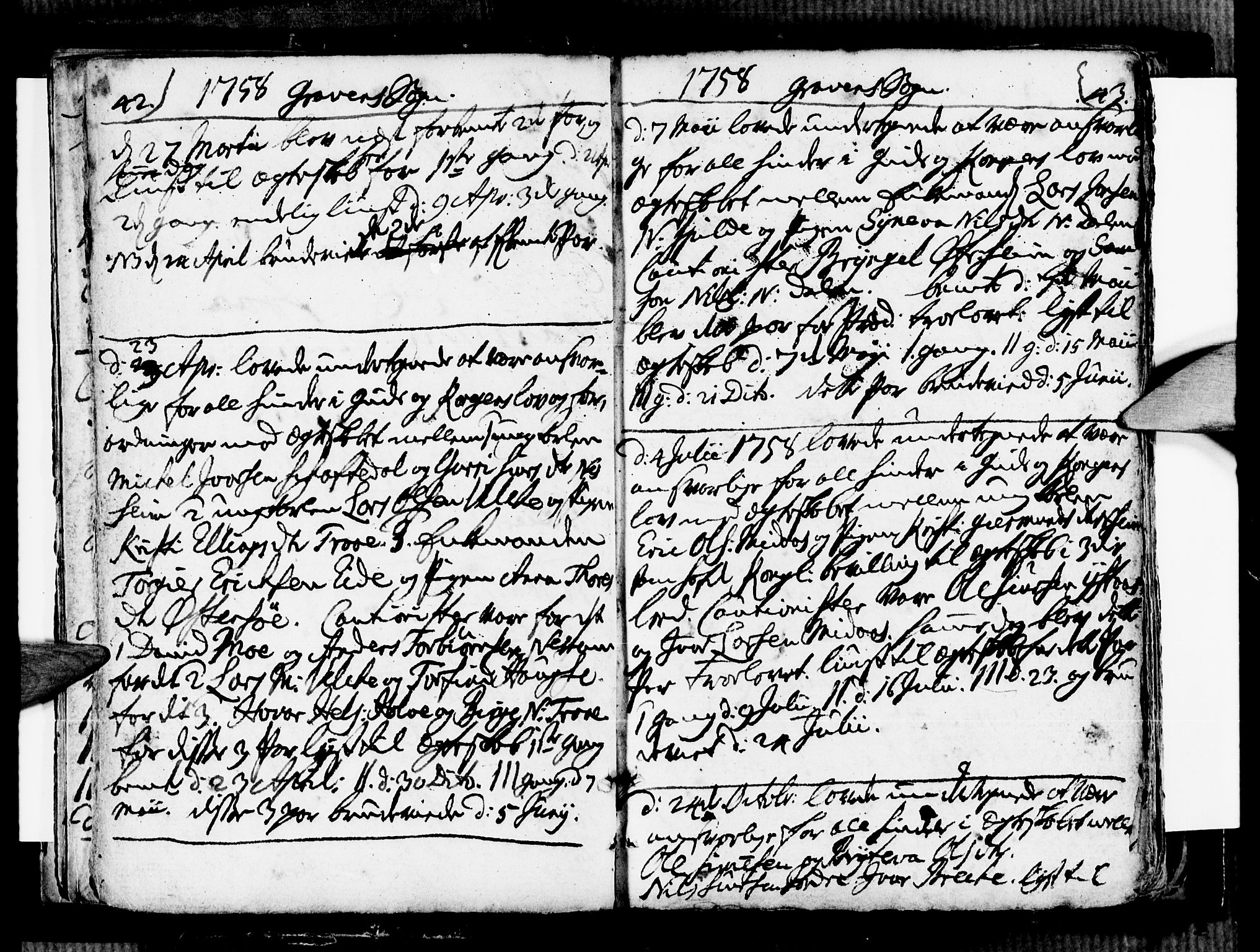 Ulvik sokneprestembete, AV/SAB-A-78801/H/Haa: Parish register (official) no. A 9, 1743-1792, p. 42-43