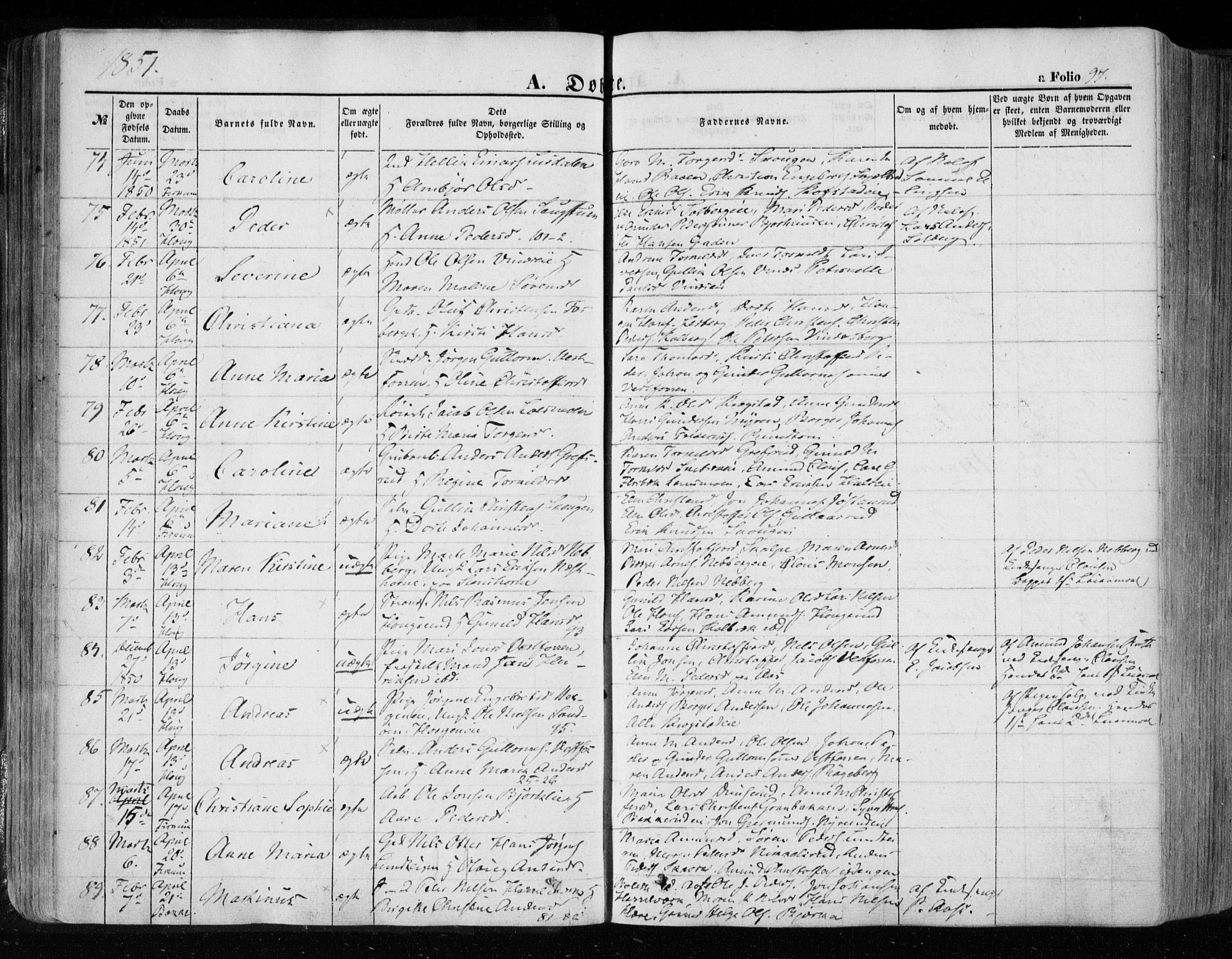Eiker kirkebøker, SAKO/A-4/F/Fa/L0014: Parish register (official) no. I 14, 1846-1854, p. 97