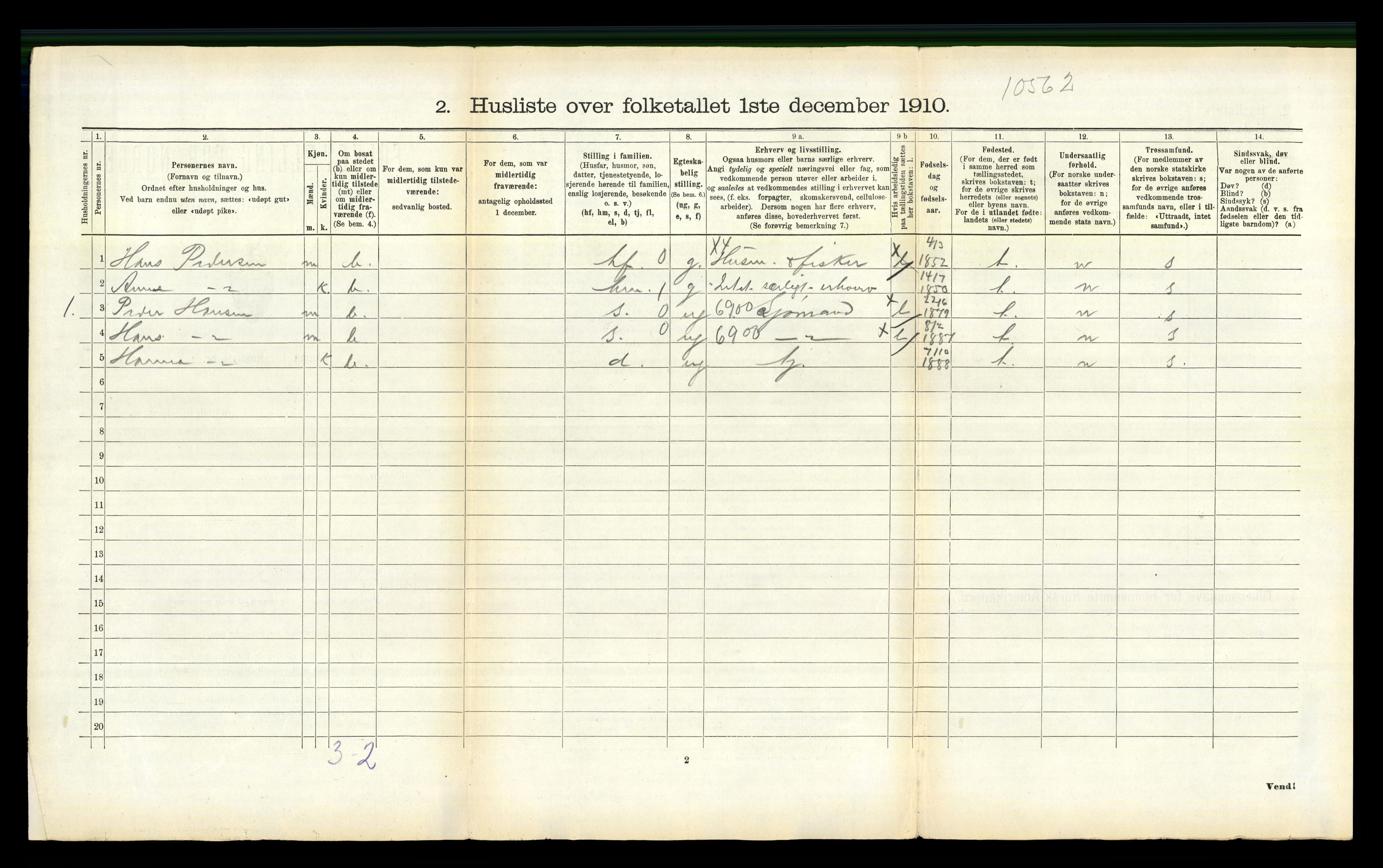 RA, 1910 census for Fauske, 1910, p. 1455