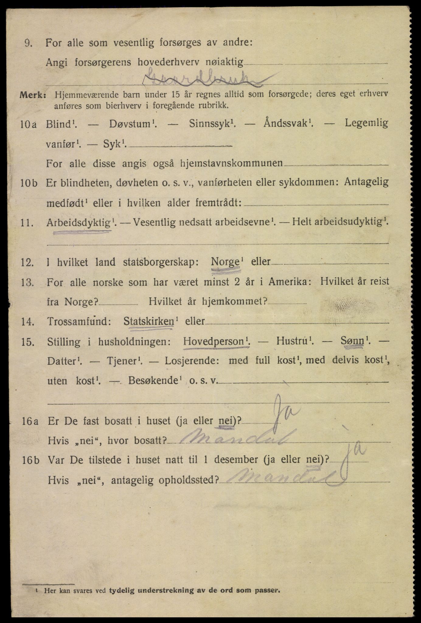 SAK, 1920 census for Mandal, 1920, p. 7000