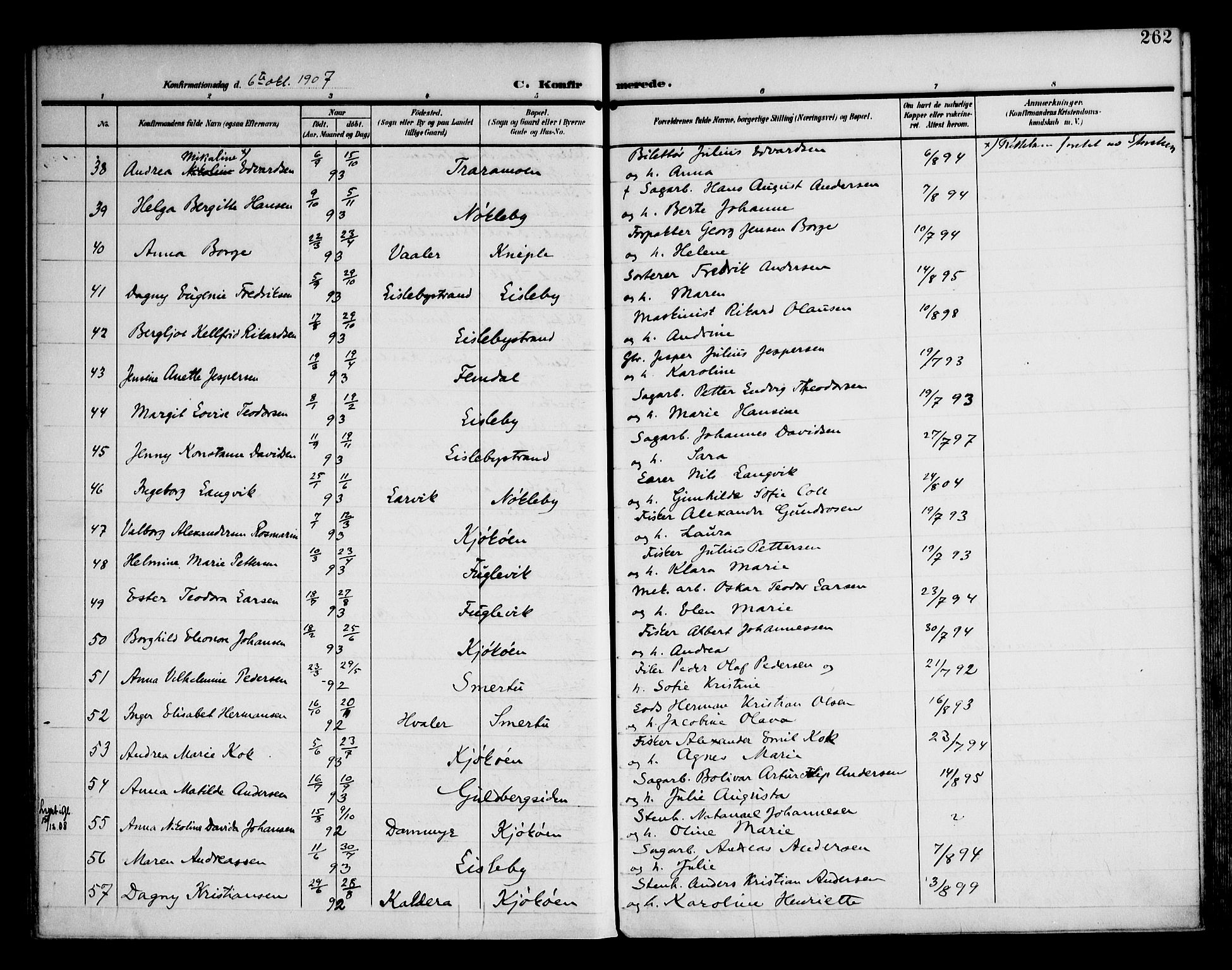 Glemmen prestekontor Kirkebøker, AV/SAO-A-10908/F/Fa/L0014: Parish register (official) no. 14, 1902-1922, p. 262