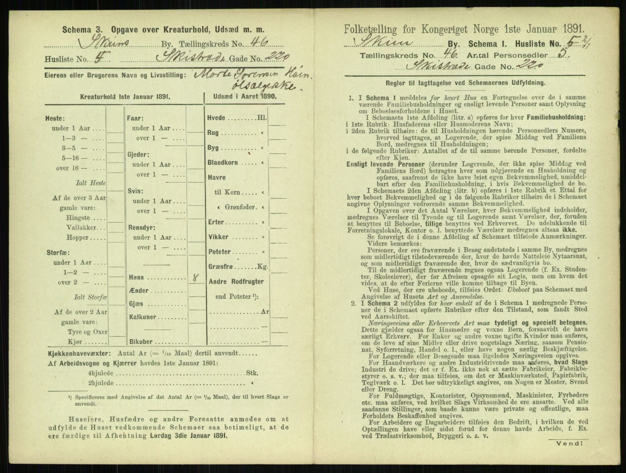 RA, 1891 census for 0806 Skien, 1891, p. 1618