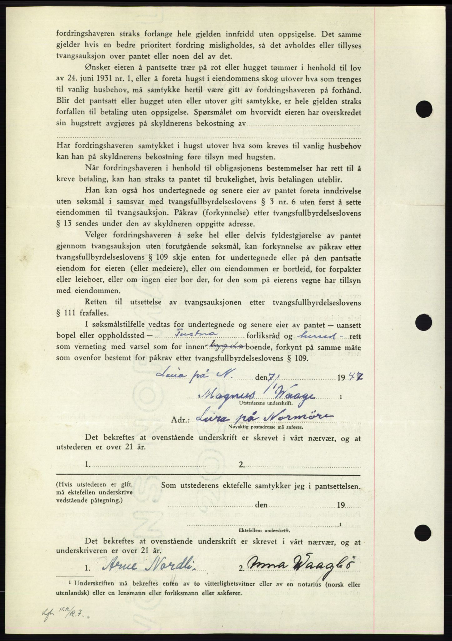 Nordmøre sorenskriveri, AV/SAT-A-4132/1/2/2Ca: Mortgage book no. B95, 1946-1947, Diary no: : 59/1947