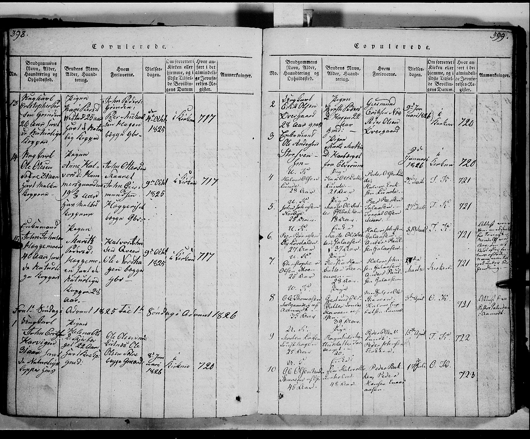 Trysil prestekontor, AV/SAH-PREST-046/H/Ha/Haa/L0003: Parish register (official) no. 3 /1, 1814-1841, p. 398-399