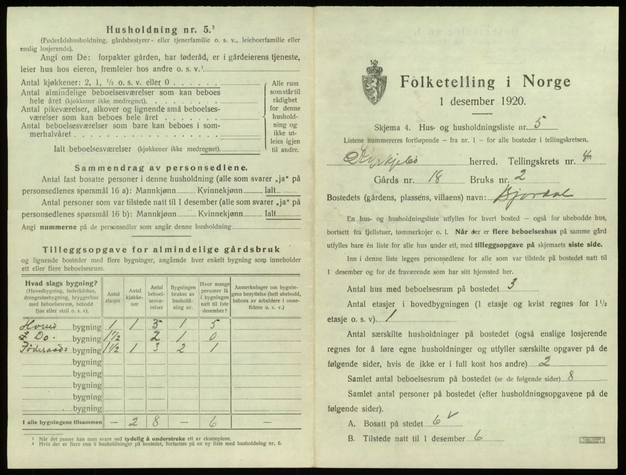 SAB, 1920 census for Kyrkjebø, 1920, p. 162