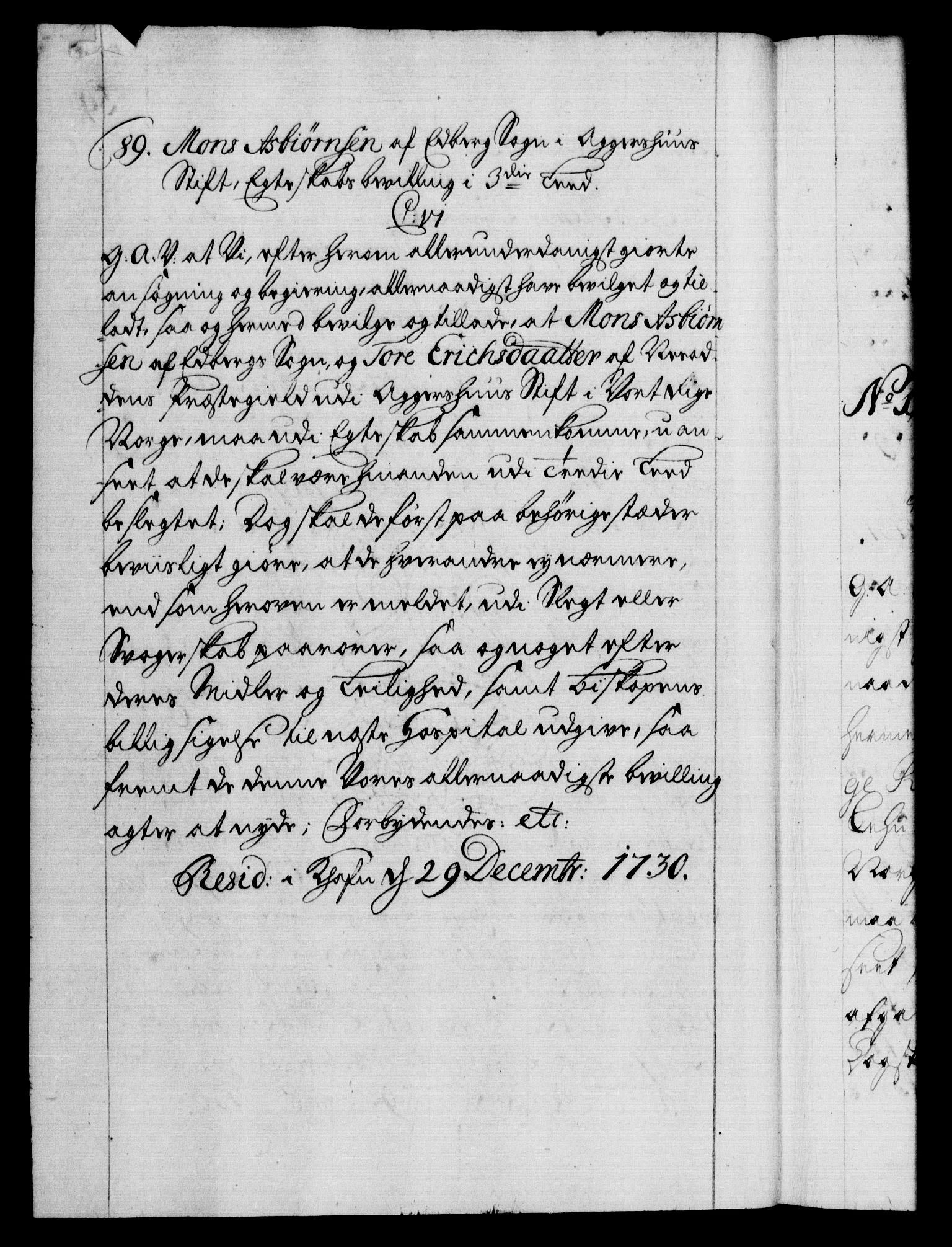 Danske Kanselli 1572-1799, AV/RA-EA-3023/F/Fc/Fca/Fcaa/L0027: Norske registre, 1730-1732, p. 59b