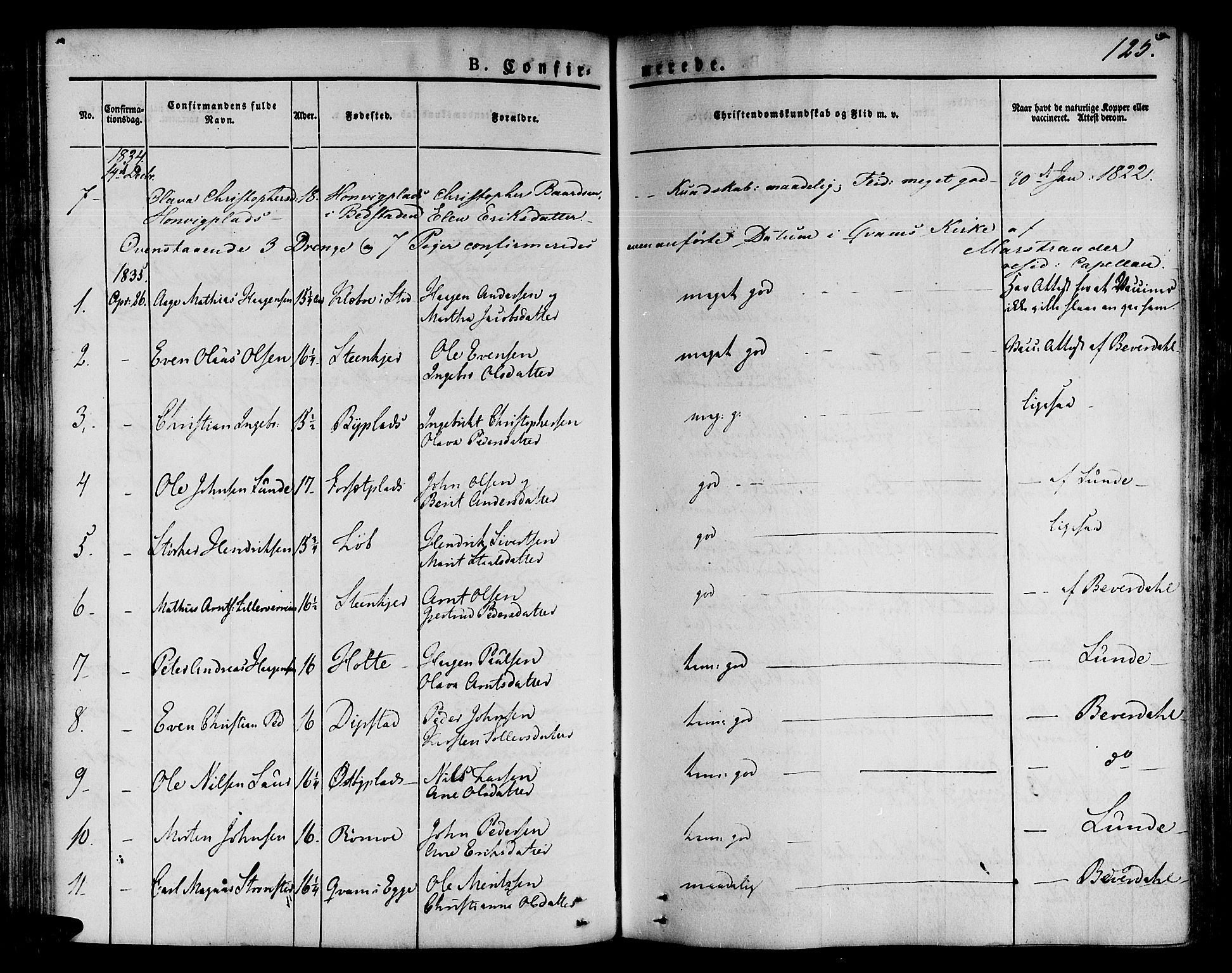 Ministerialprotokoller, klokkerbøker og fødselsregistre - Nord-Trøndelag, AV/SAT-A-1458/746/L0445: Parish register (official) no. 746A04, 1826-1846, p. 125