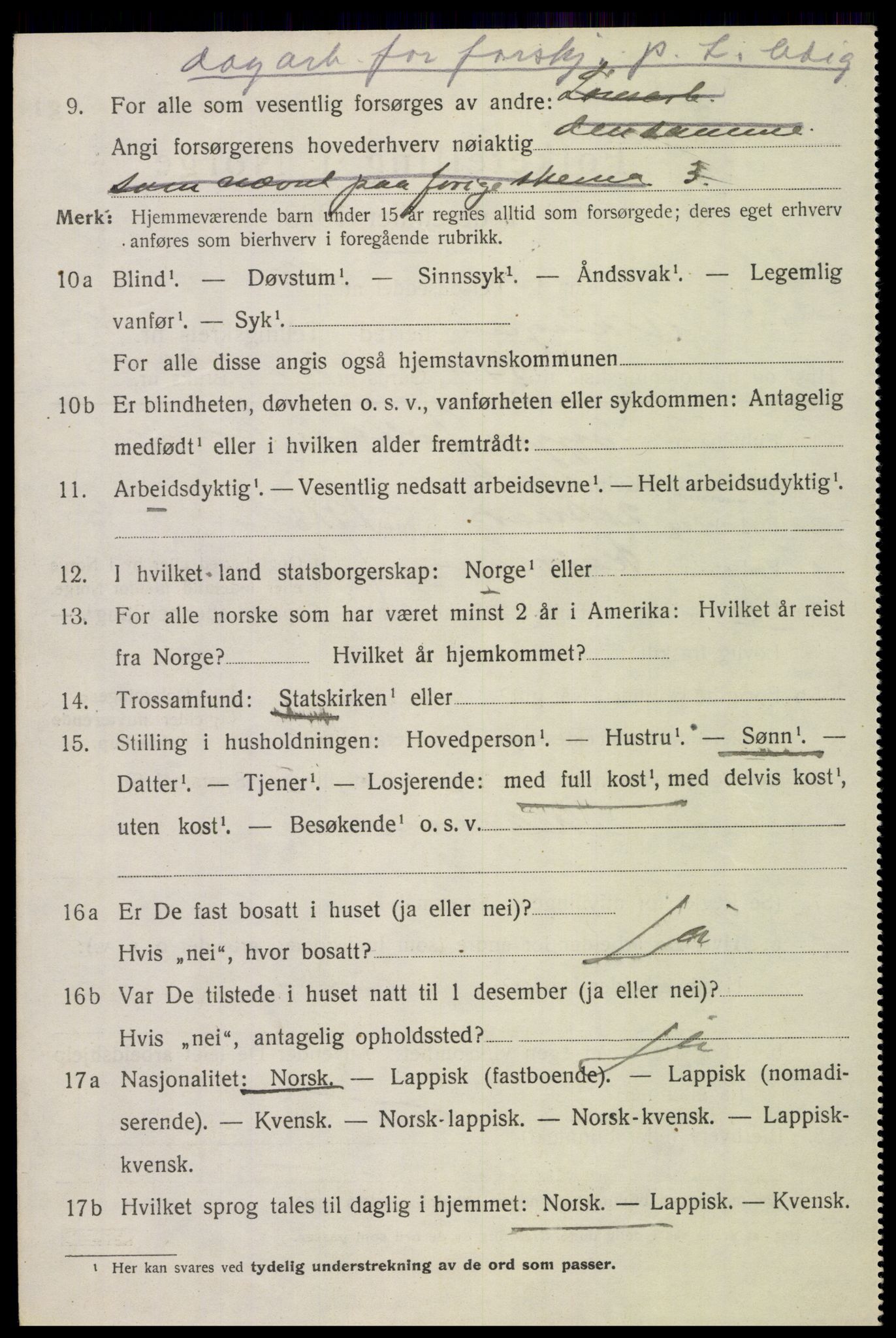 SAT, 1920 census for Vågan, 1920, p. 3944