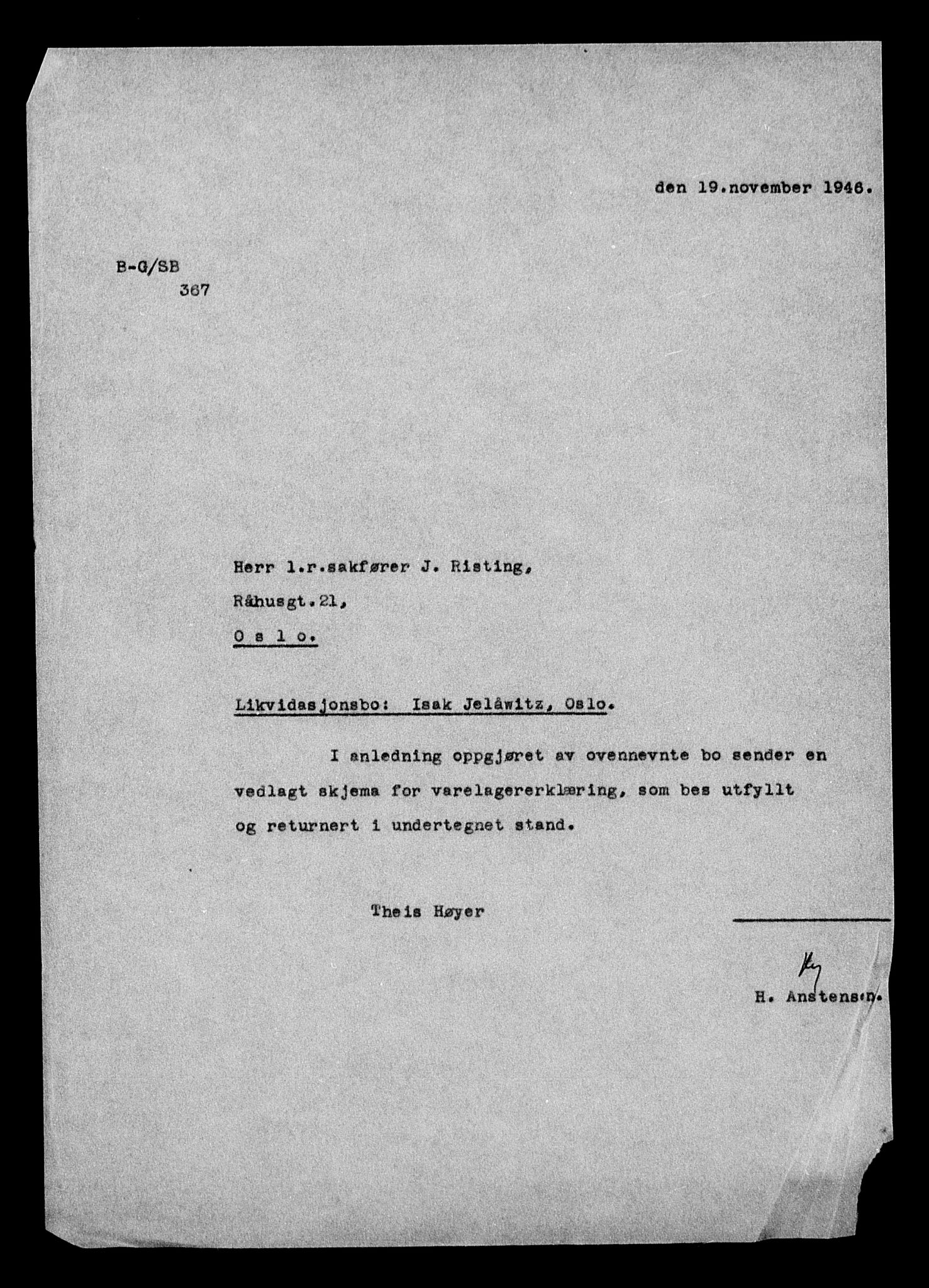 Justisdepartementet, Tilbakeføringskontoret for inndratte formuer, AV/RA-S-1564/H/Hc/Hcc/L0948: --, 1945-1947, p. 41