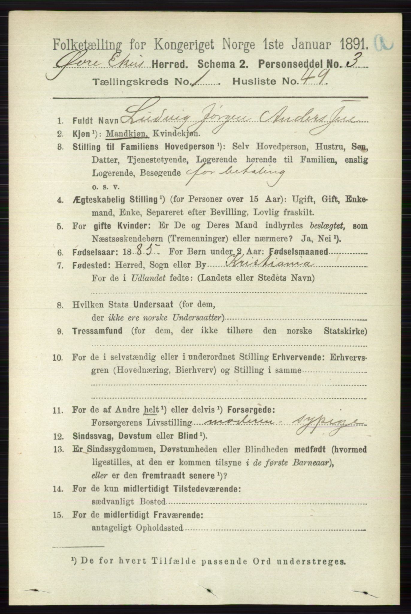 RA, 1891 census for 0624 Øvre Eiker, 1891, p. 395