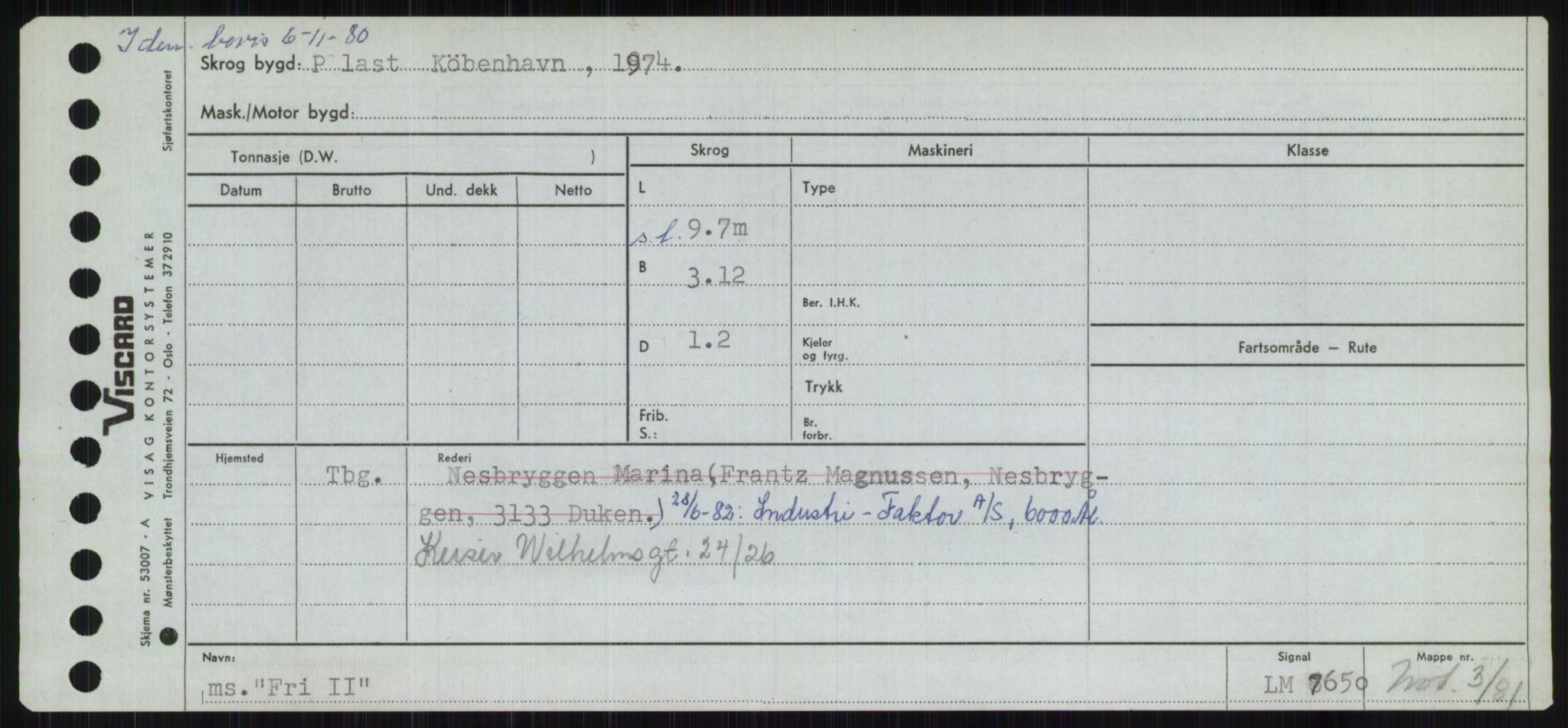 Sjøfartsdirektoratet med forløpere, Skipsmålingen, RA/S-1627/H/Ha/L0002/0001: Fartøy, Eik-Hill / Fartøy, Eik-F, p. 785