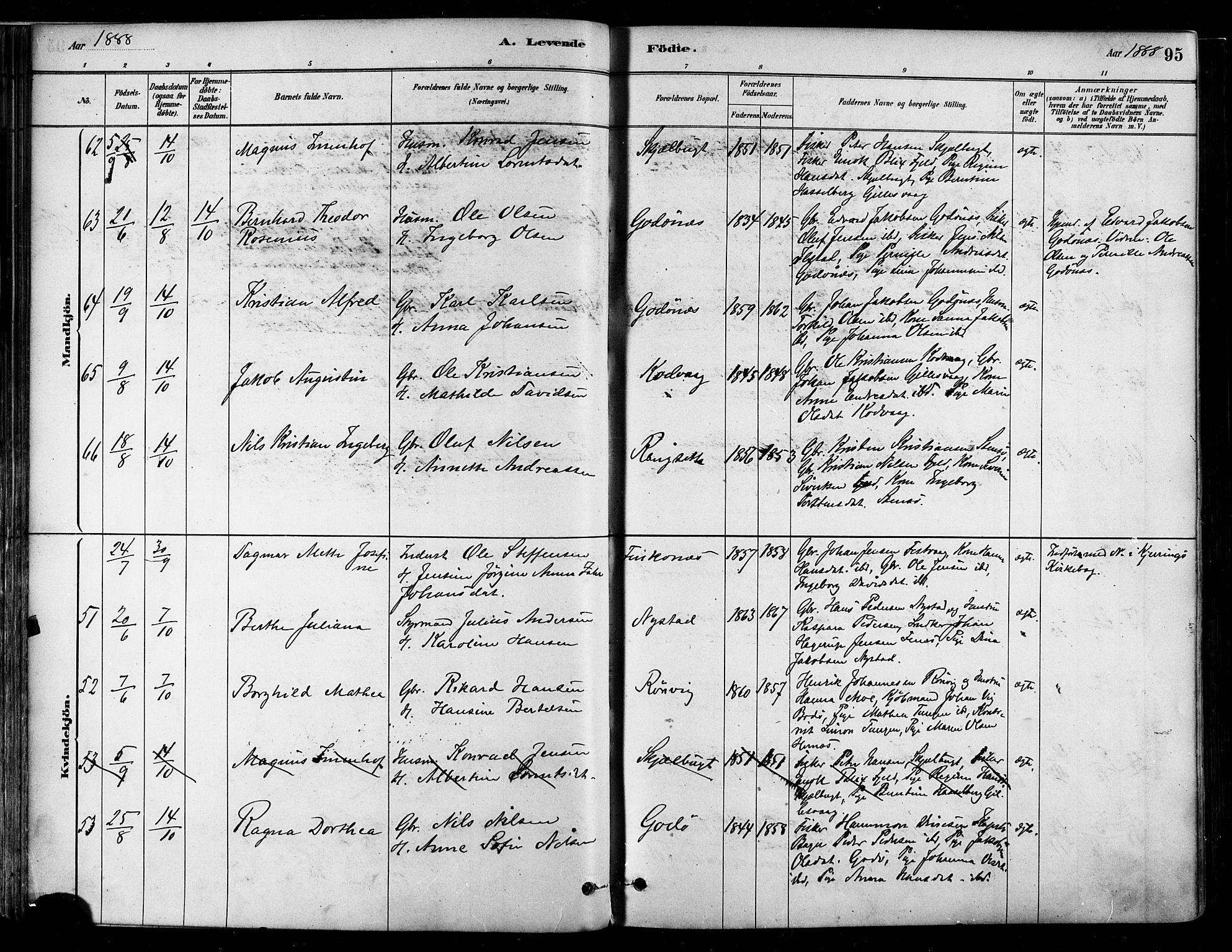 Ministerialprotokoller, klokkerbøker og fødselsregistre - Nordland, SAT/A-1459/802/L0054: Parish register (official) no. 802A01, 1879-1893, p. 95