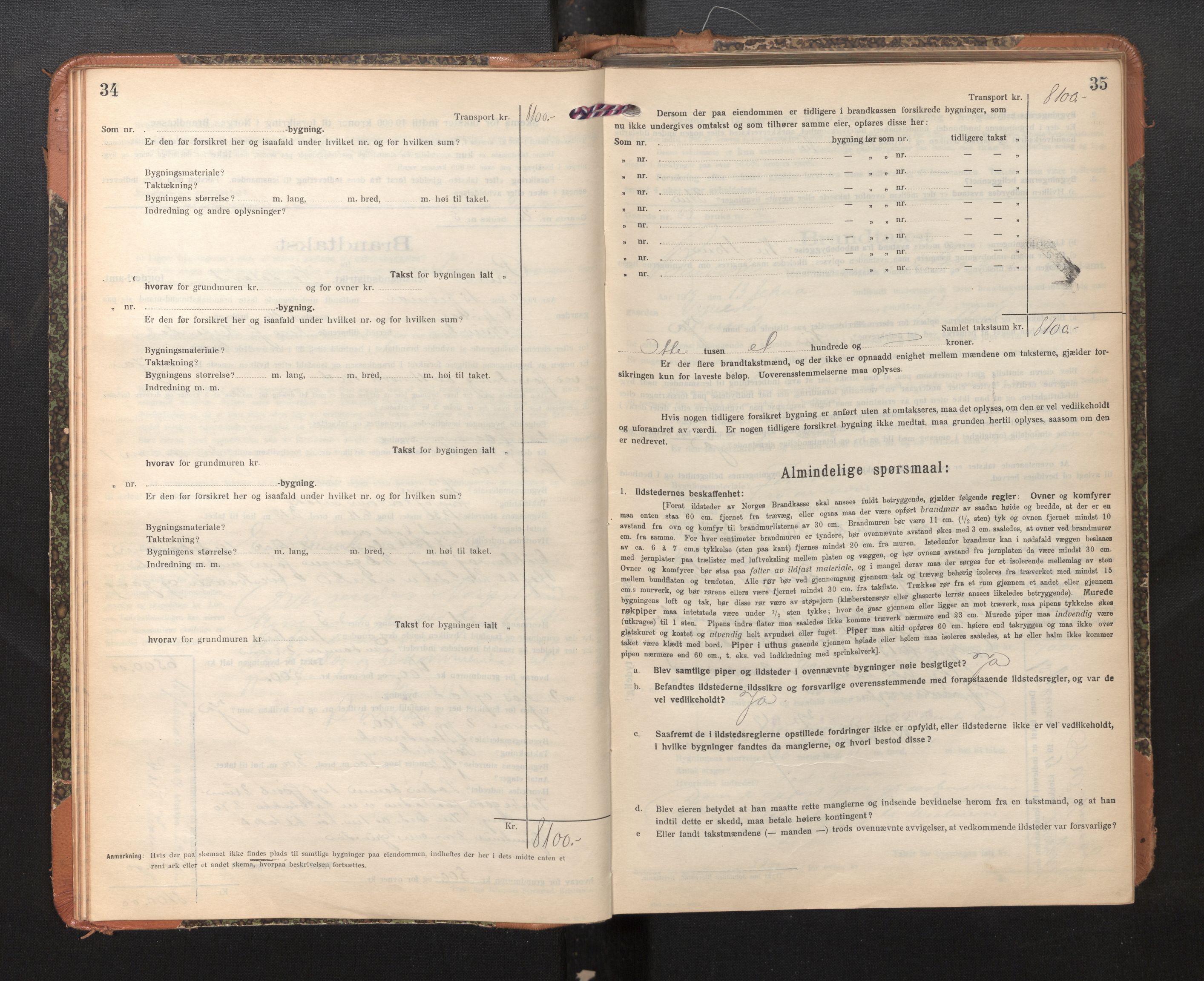 Lensmannen i Bruvik, AV/SAB-A-31301/0012/L0009: Branntakstprotokoll, skjematakst, 1918-1925, p. 34-35