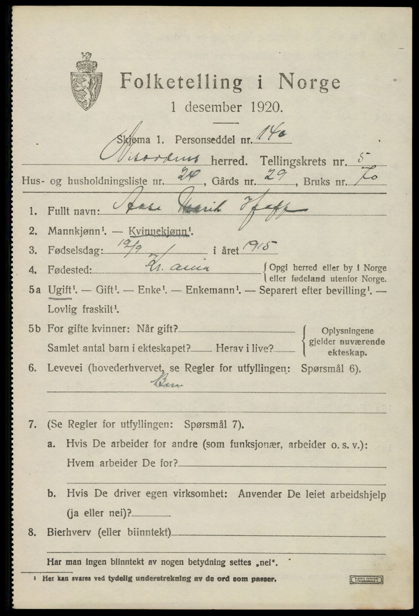 SAO, 1920 census for Nesodden, 1920, p. 4863