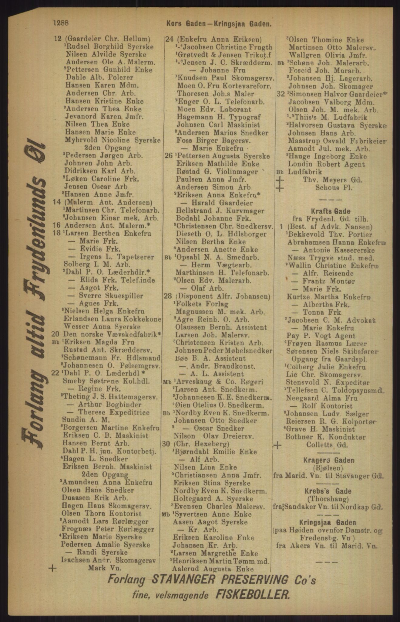 Kristiania/Oslo adressebok, PUBL/-, 1911, p. 1288