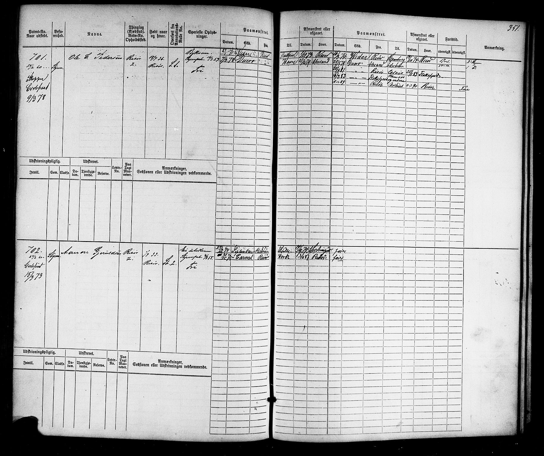 Risør mønstringskrets, AV/SAK-2031-0010/F/Fb/L0010: Hovedrulle nr 1-770, T-9, 1869-1890, p. 358