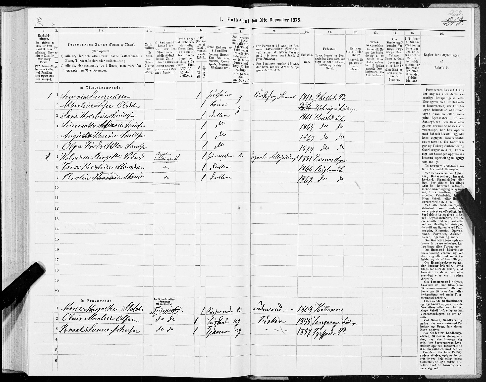 SAT, 1875 census for 1851P Lødingen, 1875, p. 1263