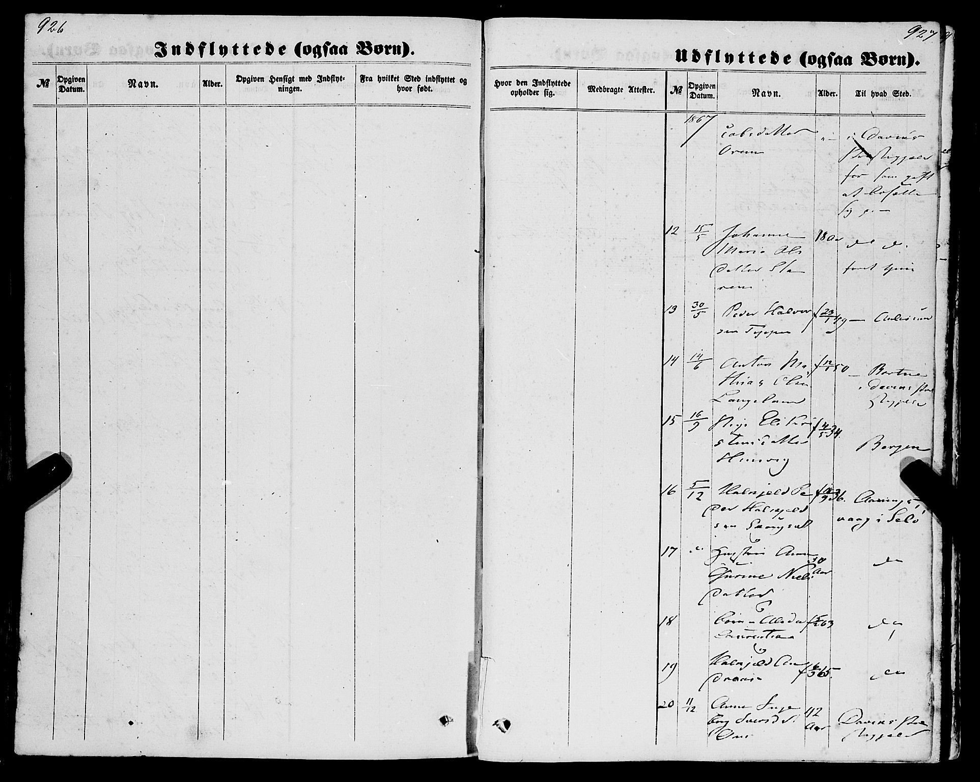 Eid sokneprestembete, AV/SAB-A-82301/H/Haa/Haaa/L0009: Parish register (official) no. A 9, 1861-1868, p. 926-927