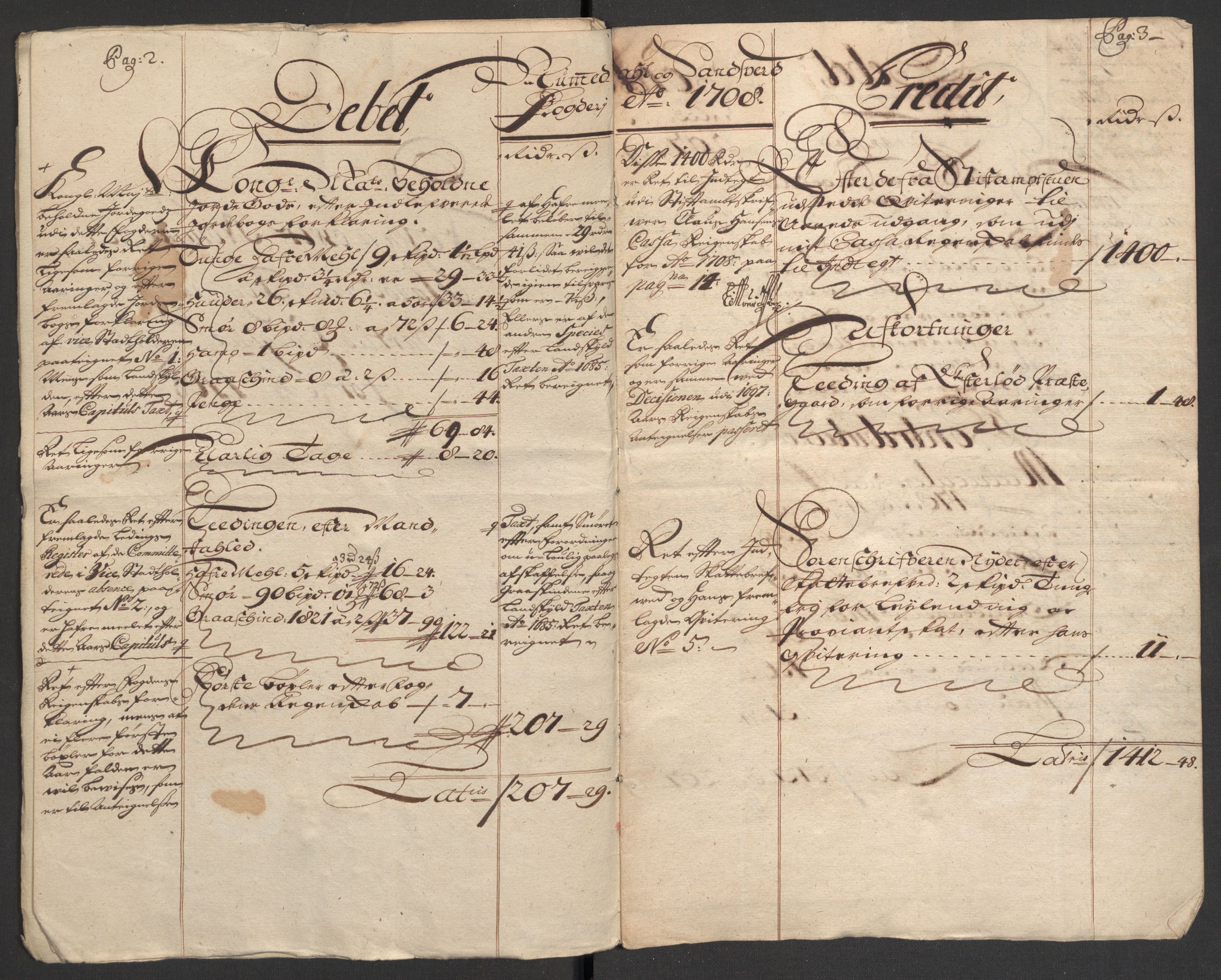 Rentekammeret inntil 1814, Reviderte regnskaper, Fogderegnskap, AV/RA-EA-4092/R24/L1584: Fogderegnskap Numedal og Sandsvær, 1707-1708, p. 180