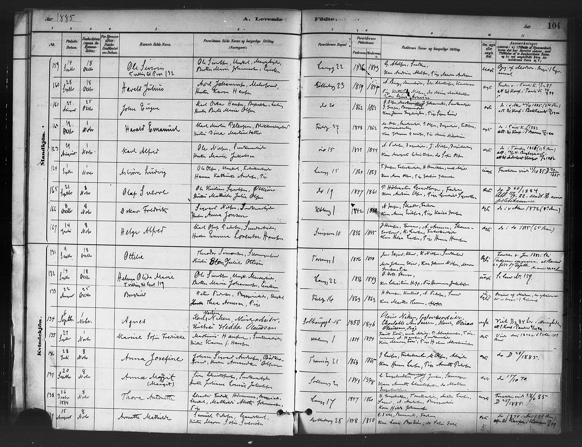 Petrus prestekontor Kirkebøker, AV/SAO-A-10872/F/Fa/L0001: Parish register (official) no. 1, 1880-1887, p. 104