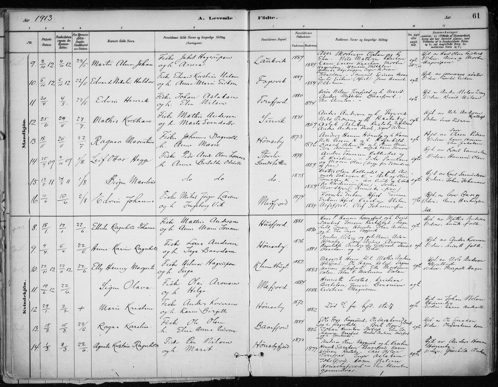 Hammerfest sokneprestkontor, SATØ/S-1347/H/Ha/L0013.kirke: Parish register (official) no. 13, 1898-1917, p. 61