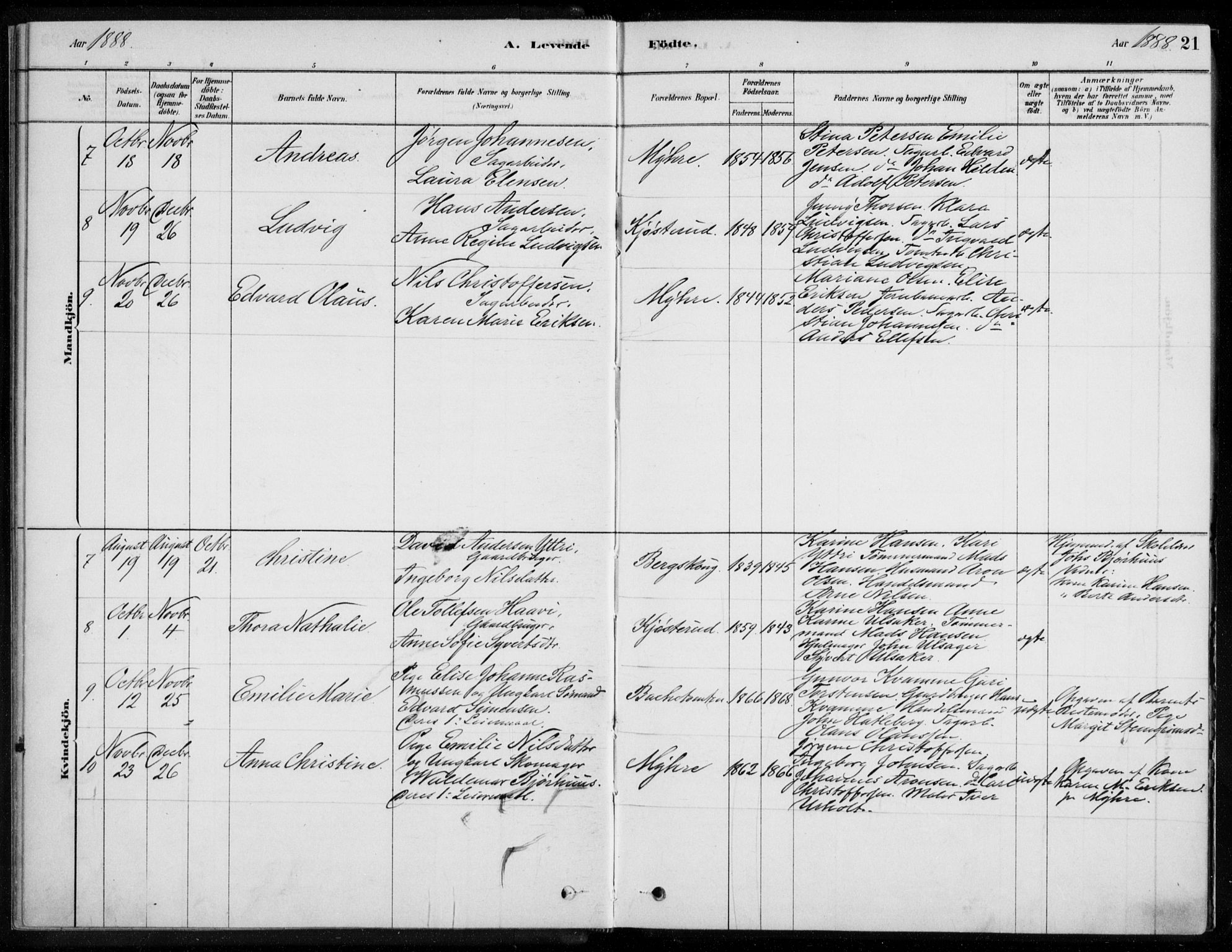 Åssiden kirkebøker, AV/SAKO-A-251/F/Fa/L0001: Parish register (official) no. 1, 1878-1904, p. 21