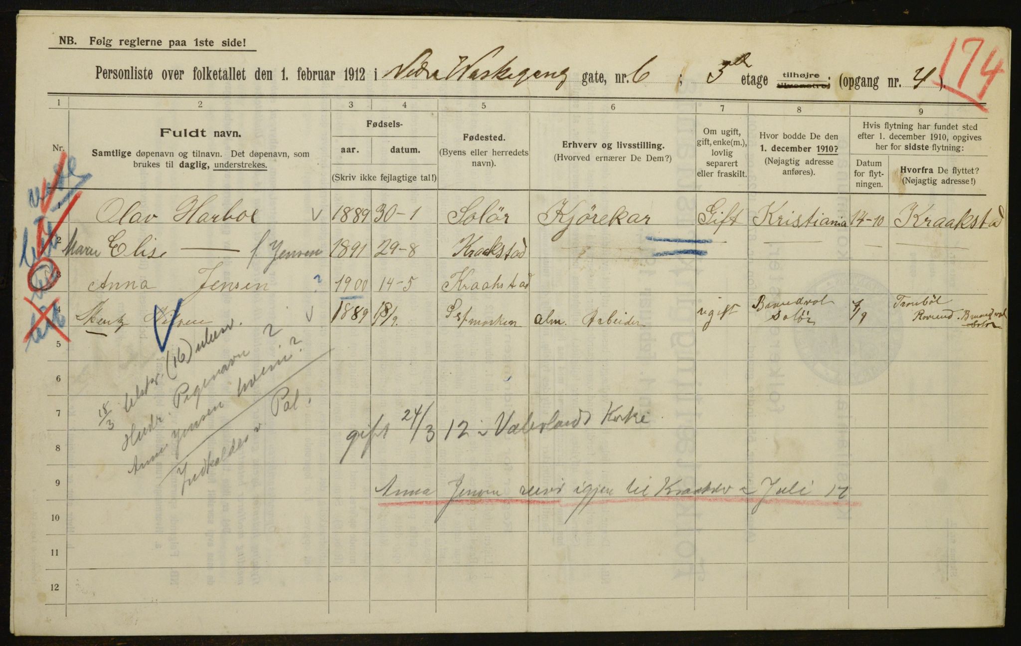 OBA, Municipal Census 1912 for Kristiania, 1912, p. 70111