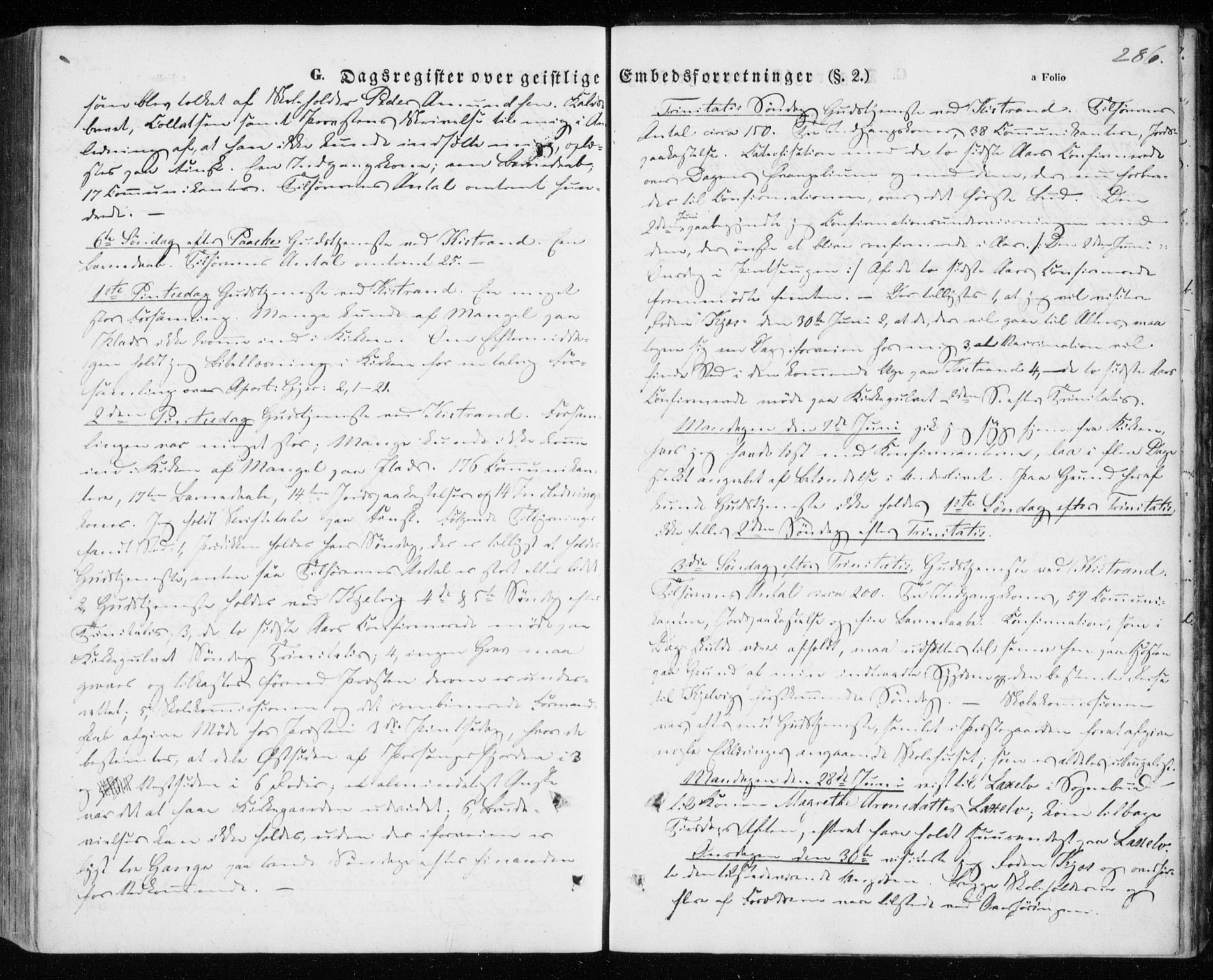 Kistrand/Porsanger sokneprestembete, AV/SATØ-S-1351/H/Ha/L0004.kirke: Parish register (official) no. 4, 1843-1860, p. 286