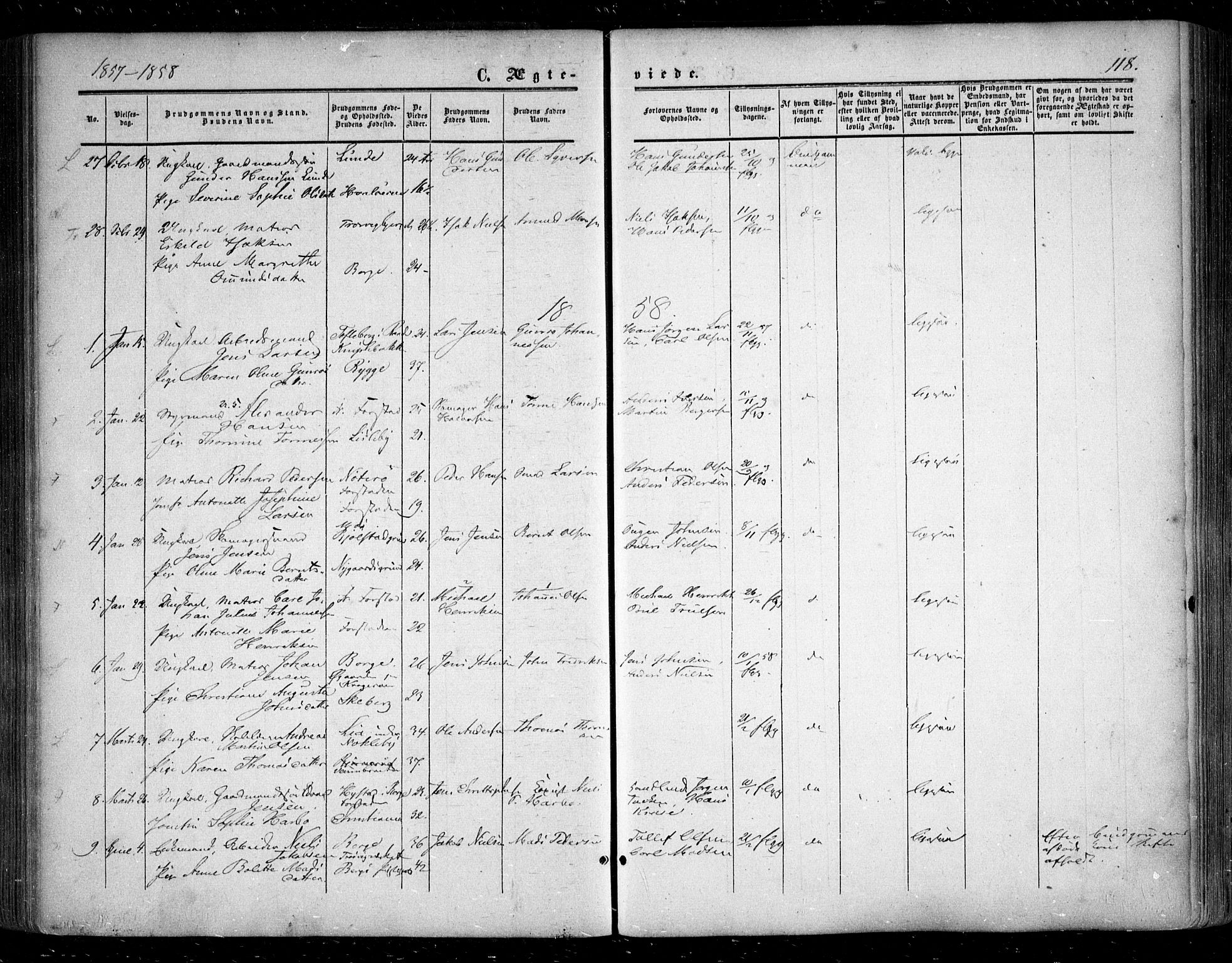 Glemmen prestekontor Kirkebøker, SAO/A-10908/F/Fa/L0007: Parish register (official) no. 7, 1853-1862, p. 118