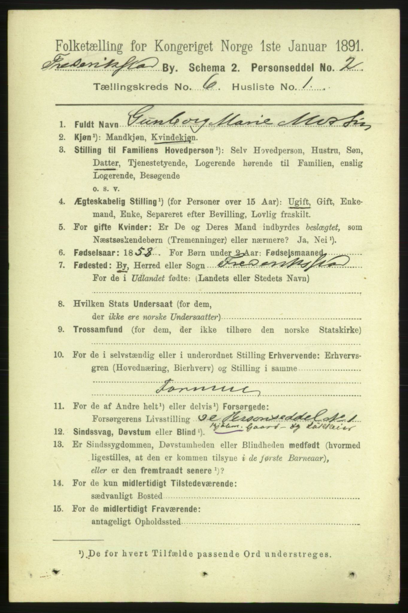 RA, 1891 census for 0103 Fredrikstad, 1891, p. 7661