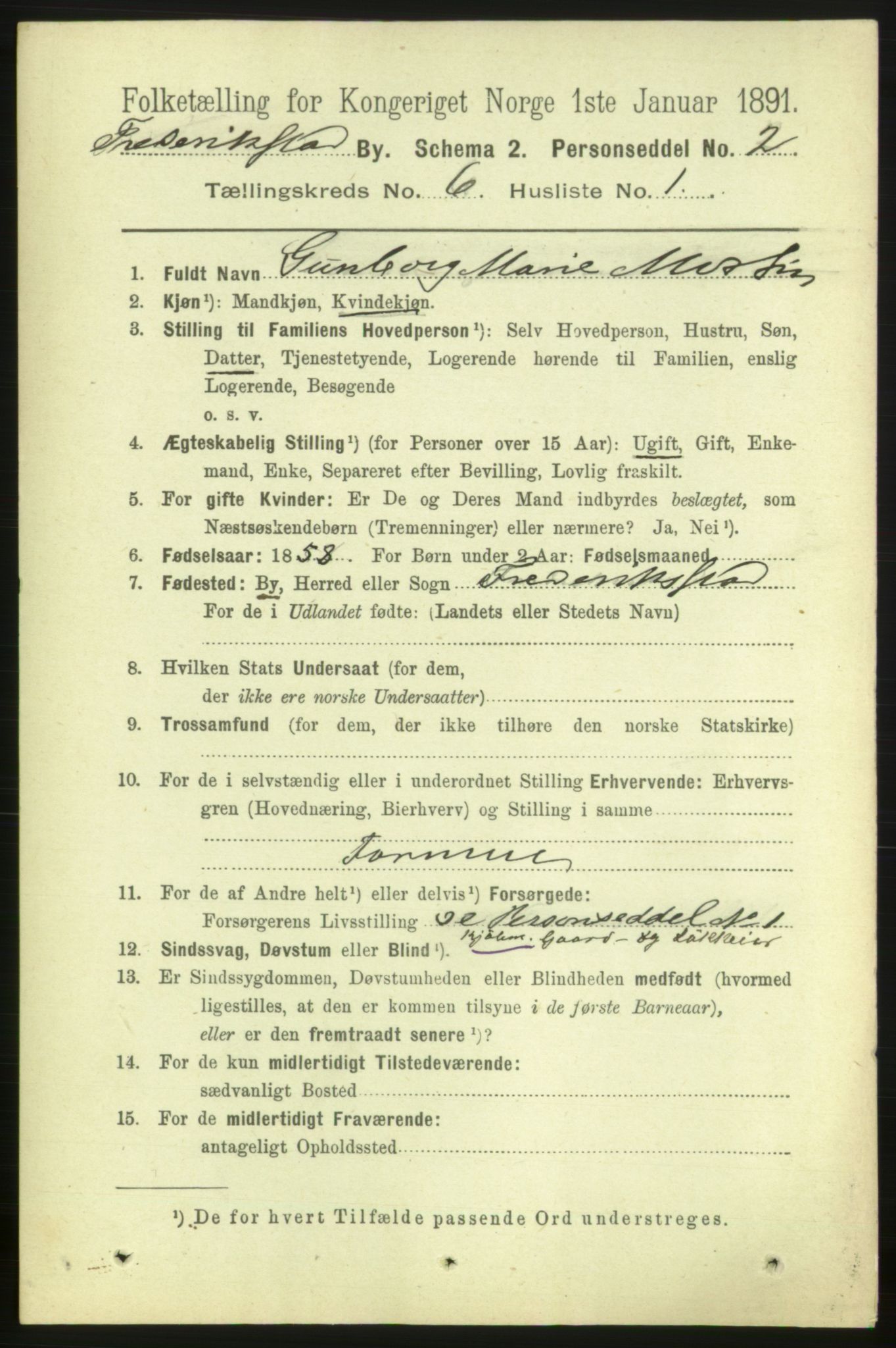 RA, 1891 census for 0103 Fredrikstad, 1891, p. 7661