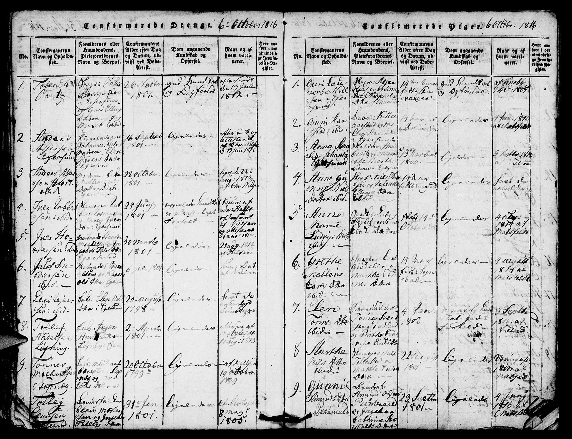 Eigersund sokneprestkontor, AV/SAST-A-101807/S08/L0007: Parish register (official) no. A 7, 1815-1827