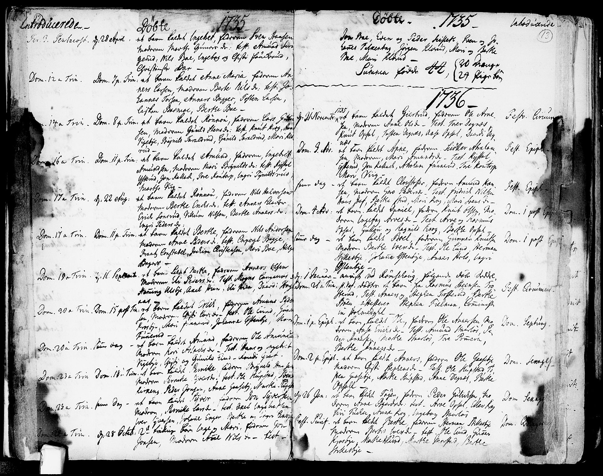 Rødenes prestekontor Kirkebøker, AV/SAO-A-2005/F/Fa/L0002: Parish register (official) no. I 2, 1733-1776, p. 12-13