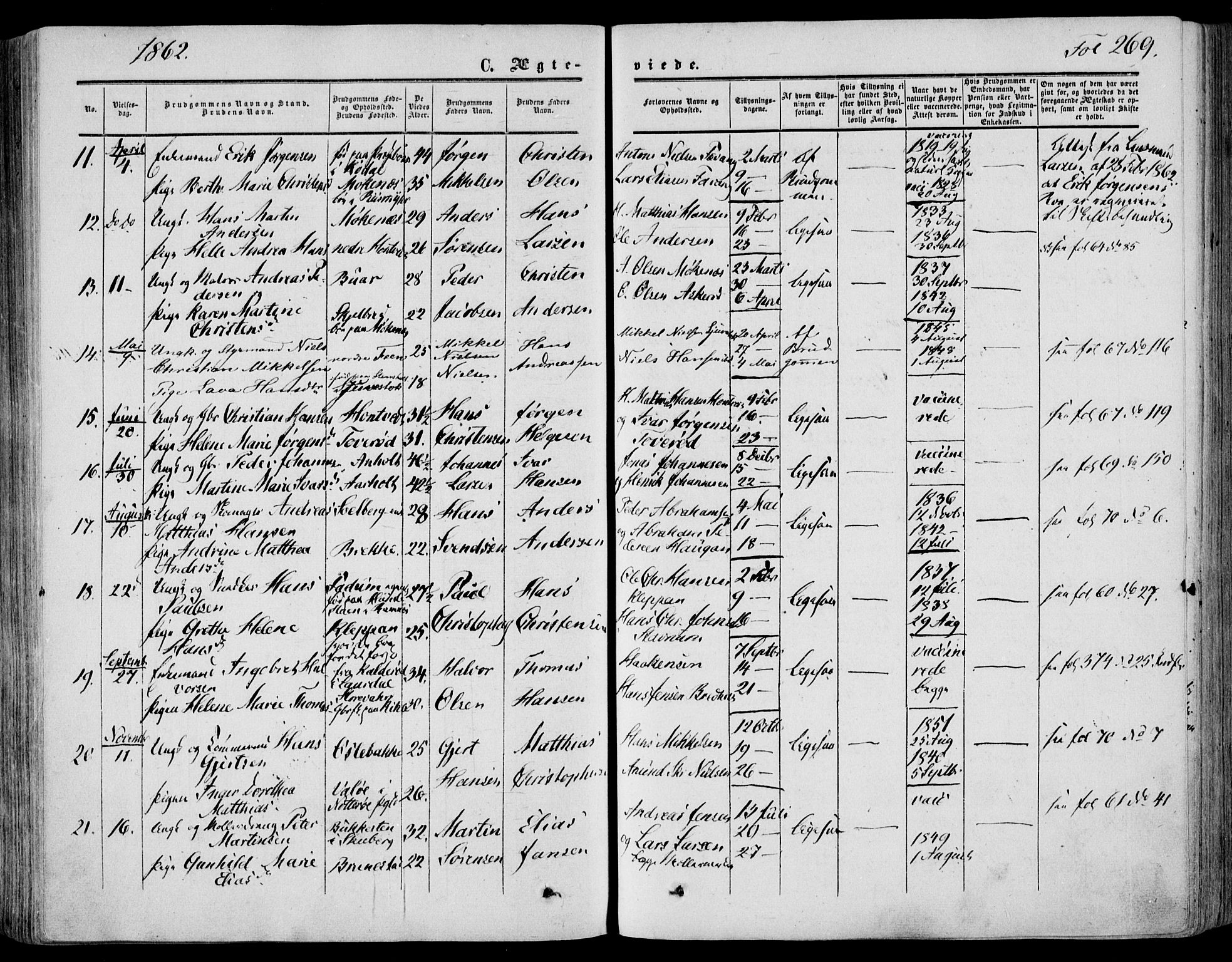 Stokke kirkebøker, SAKO/A-320/F/Fa/L0008: Parish register (official) no. I 8, 1858-1871, p. 269